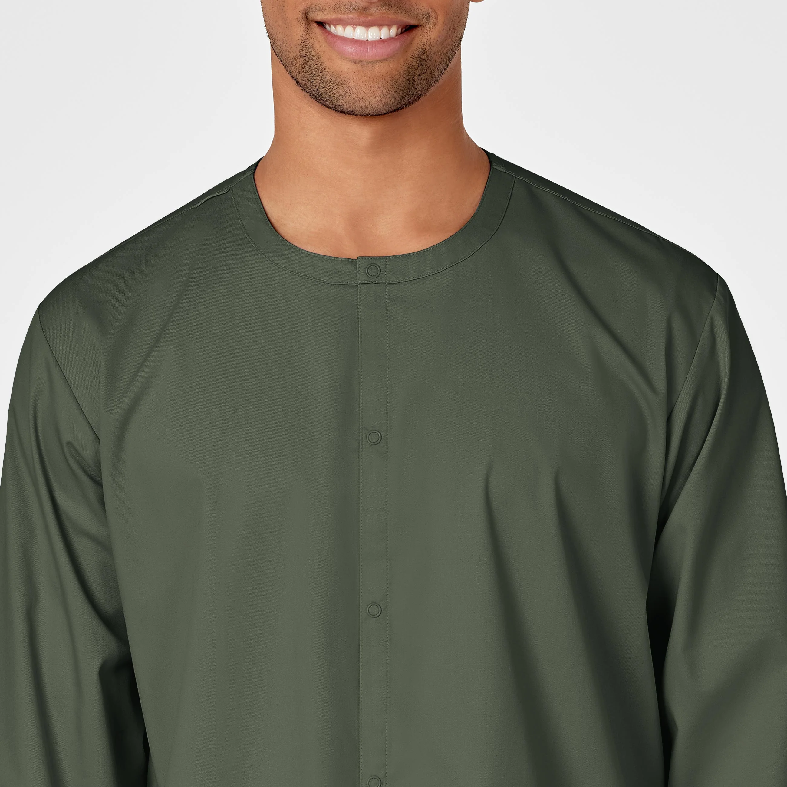 WonderWORK Unisex Snap Front Scrub Jacket - Olive - Image 5