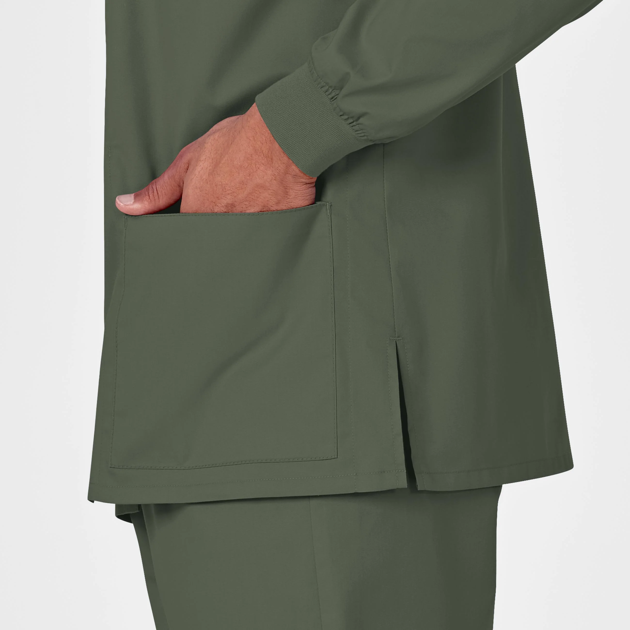 WonderWORK Unisex Snap Front Scrub Jacket - Olive - Image 9