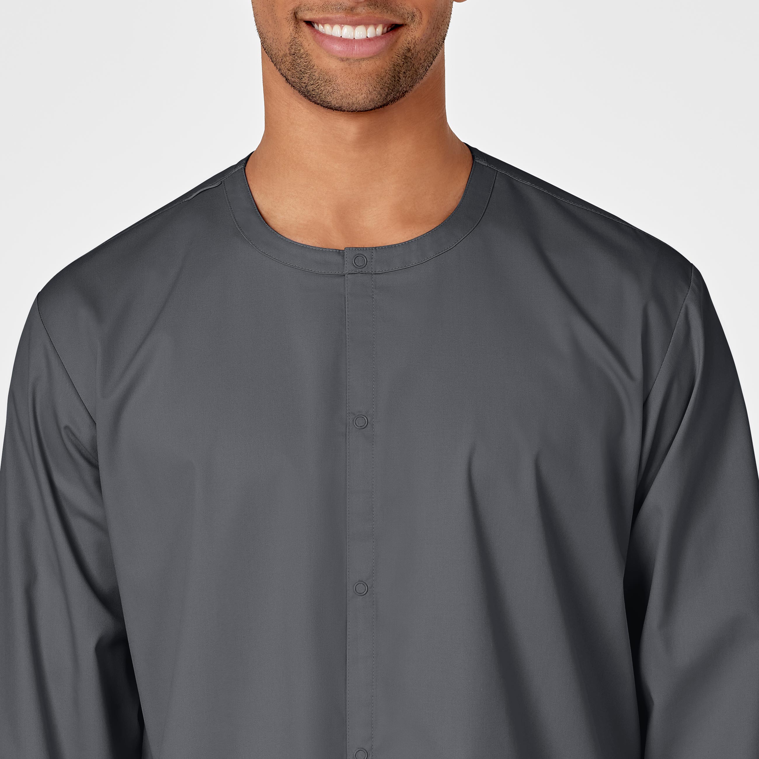 WonderWORK Unisex Snap Front Scrub Jacket - Pewter - Image 5