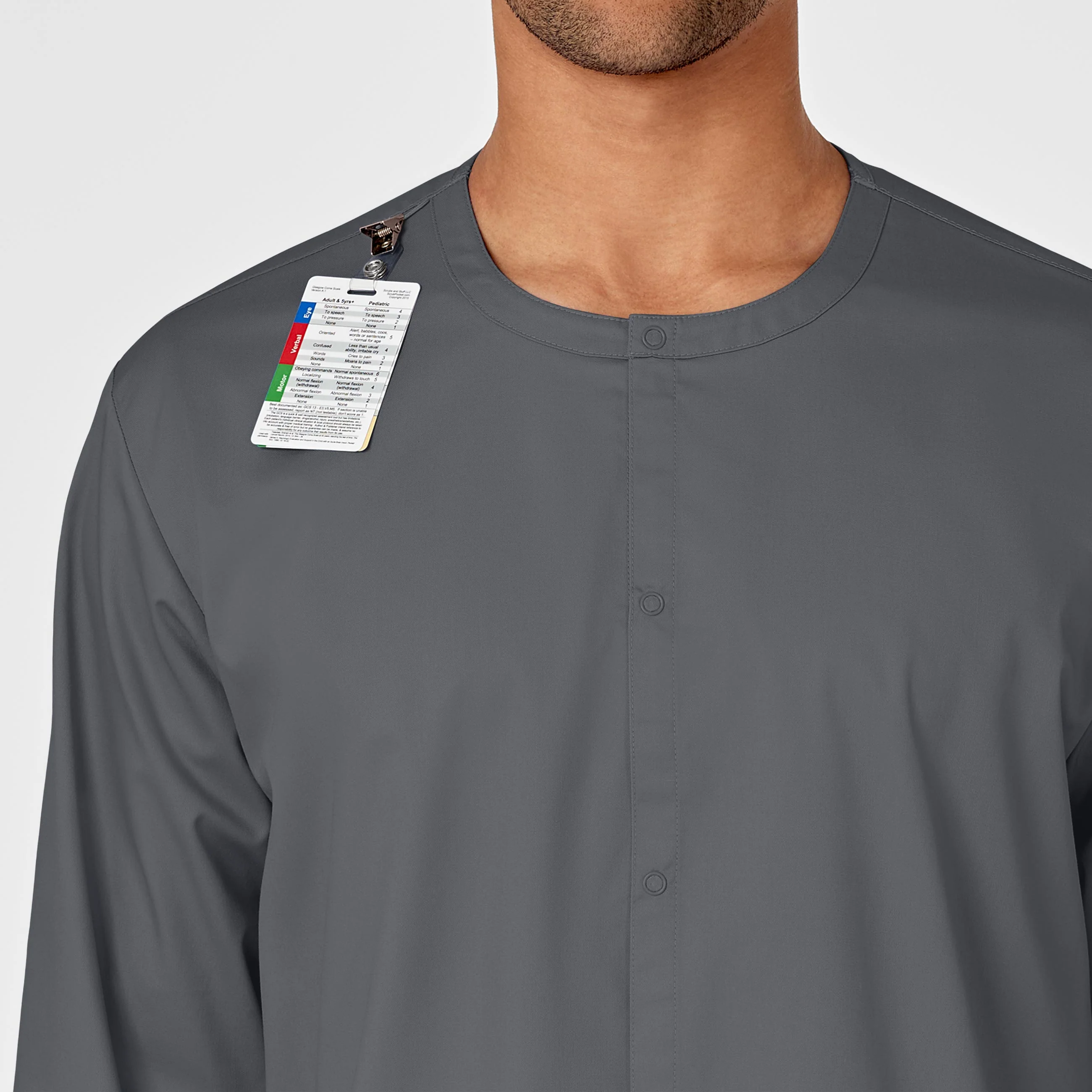 WonderWORK Unisex Snap Front Scrub Jacket - Pewter - Image 7