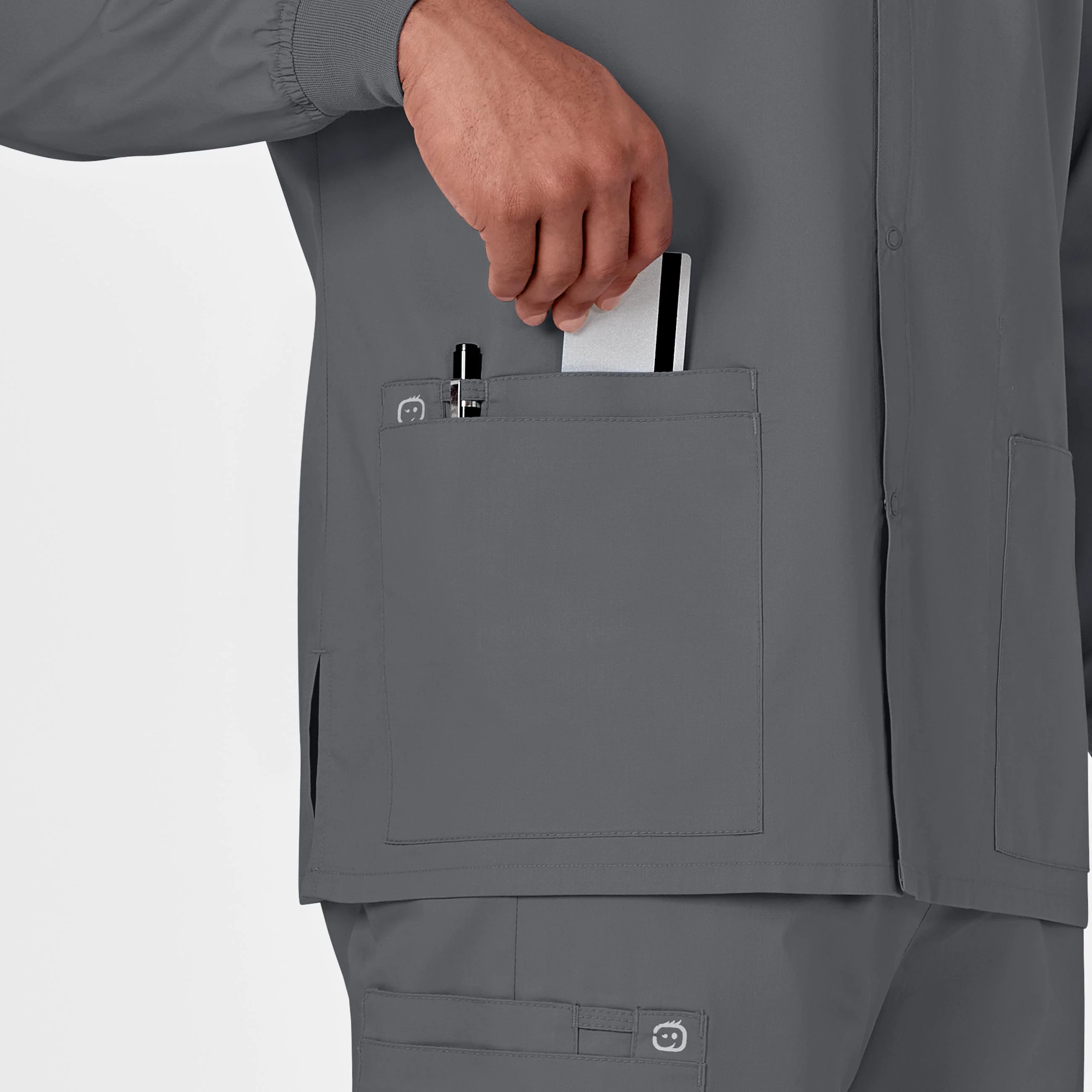WonderWORK Unisex Snap Front Scrub Jacket - Pewter - Image 8
