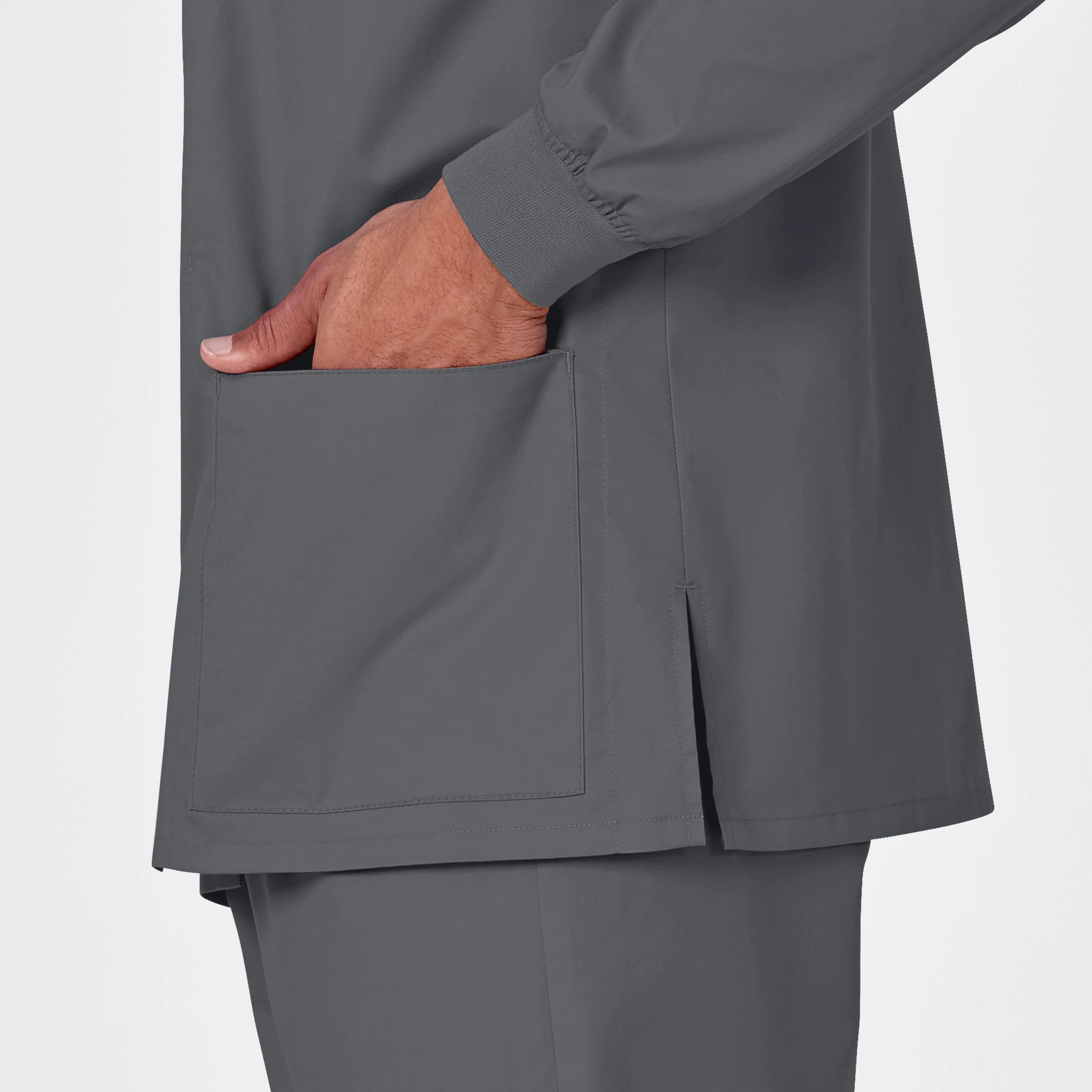 WonderWORK Unisex Snap Front Scrub Jacket - Pewter - Image 9