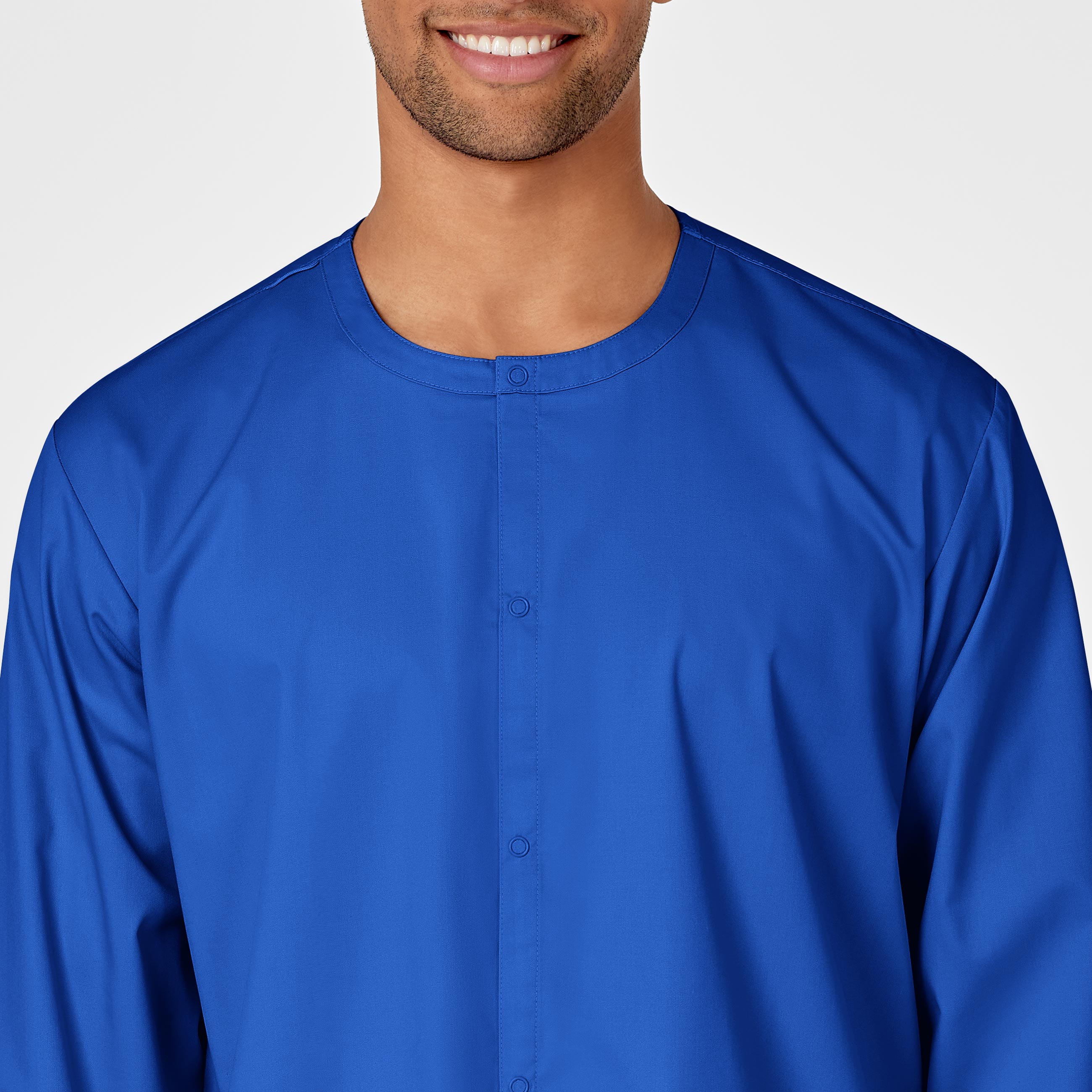 WonderWORK Unisex Snap Front Scrub Jacket - Royal - Image 5