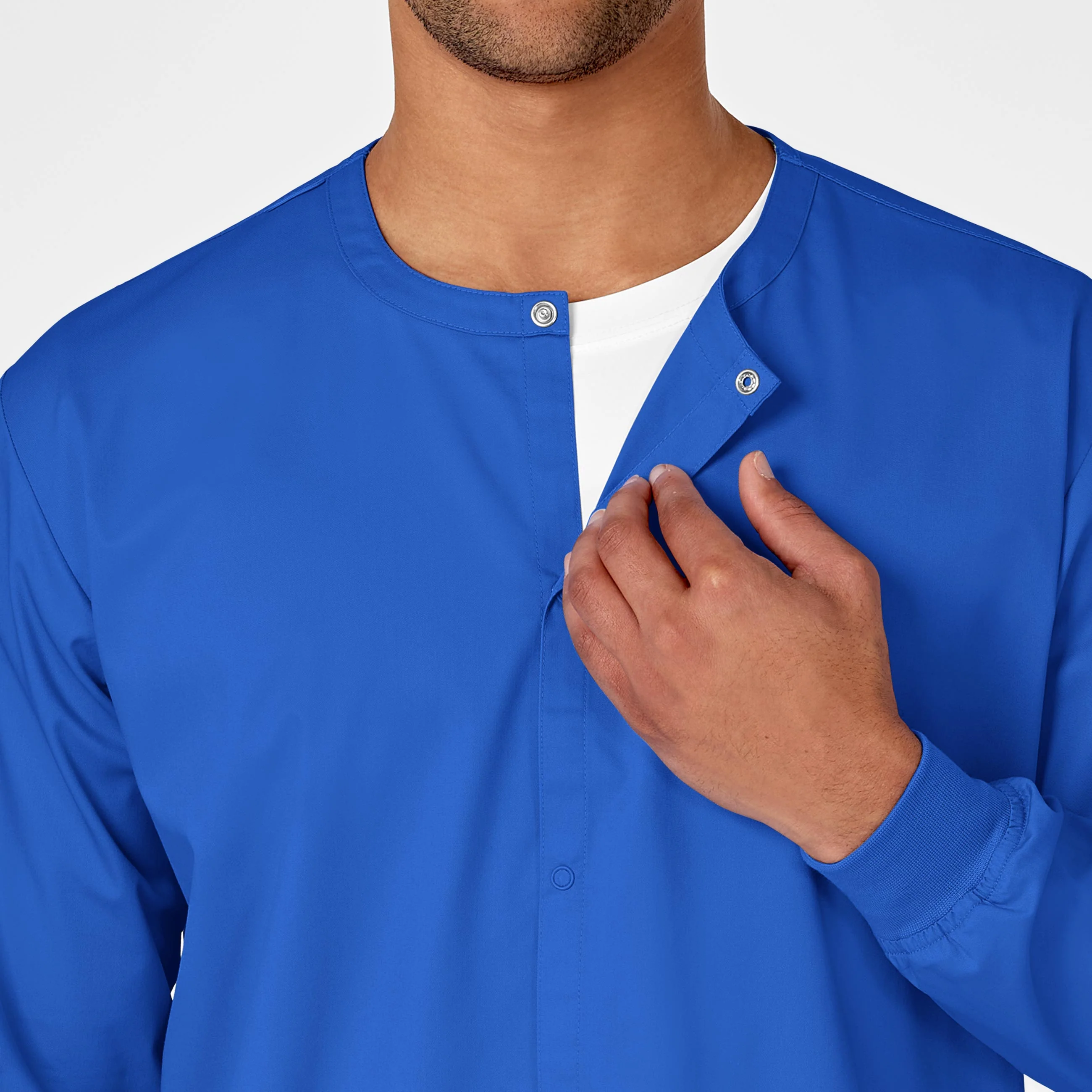WonderWORK Unisex Snap Front Scrub Jacket - Royal - Image 6