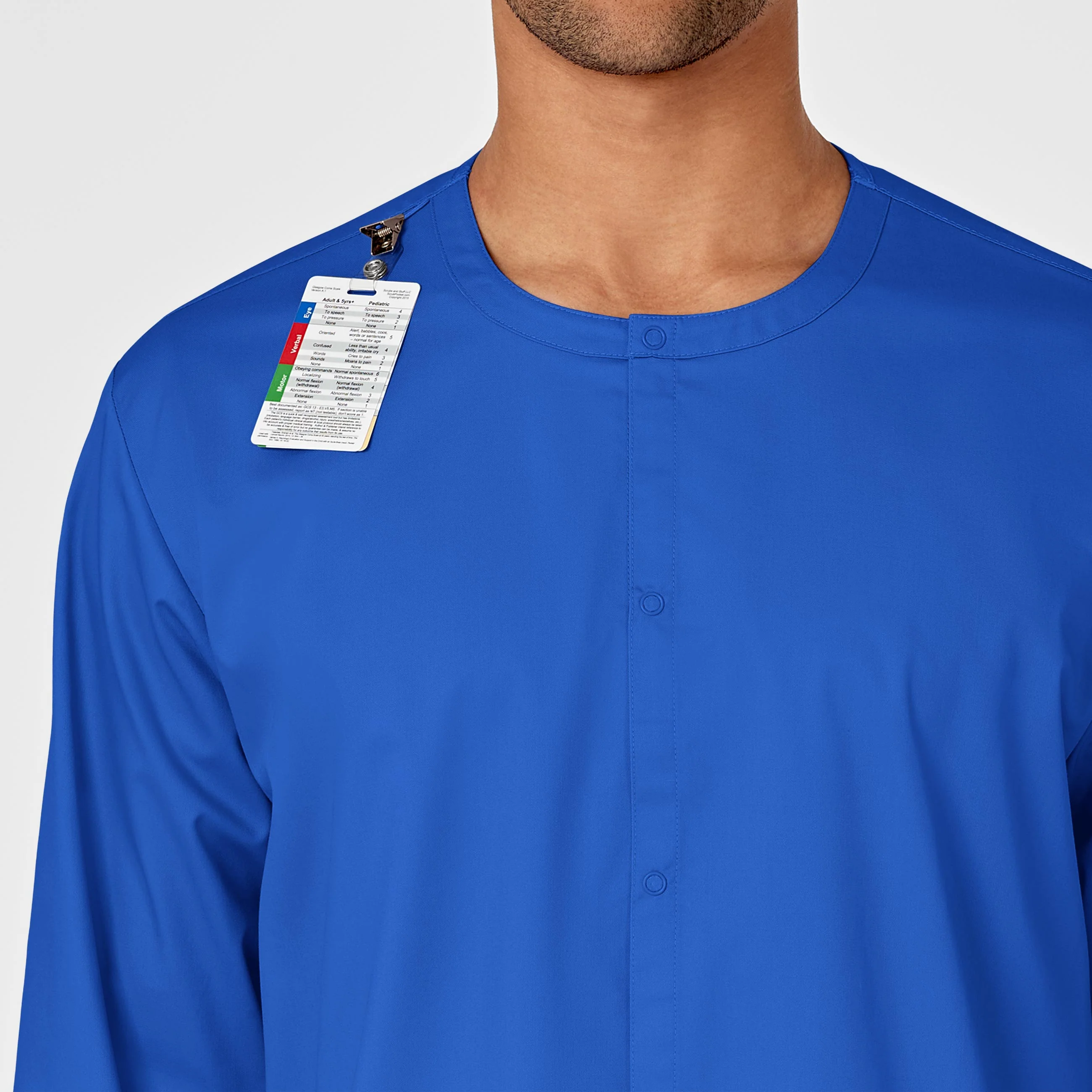 WonderWORK Unisex Snap Front Scrub Jacket - Royal - Image 7
