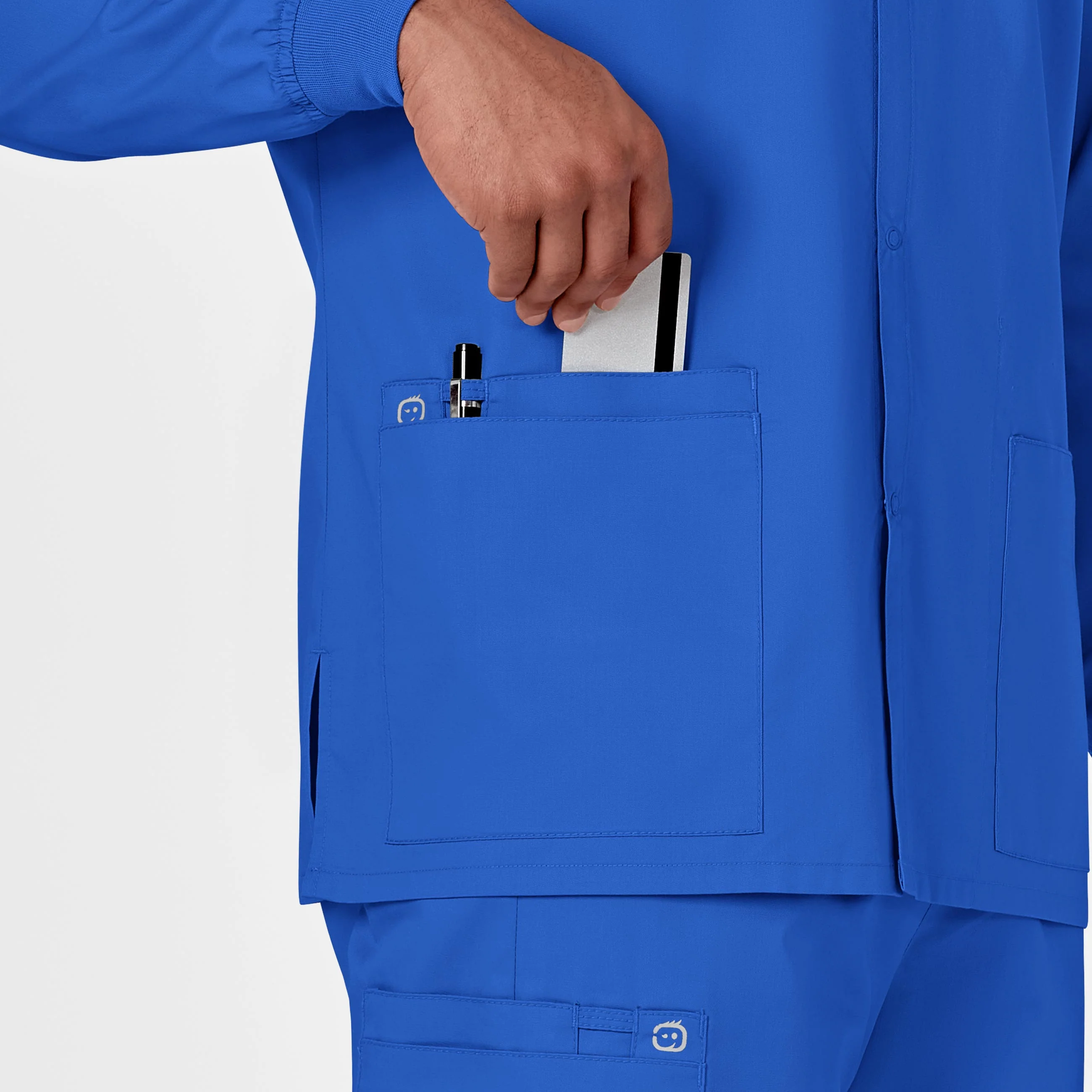 WonderWORK Unisex Snap Front Scrub Jacket - Royal - Image 8