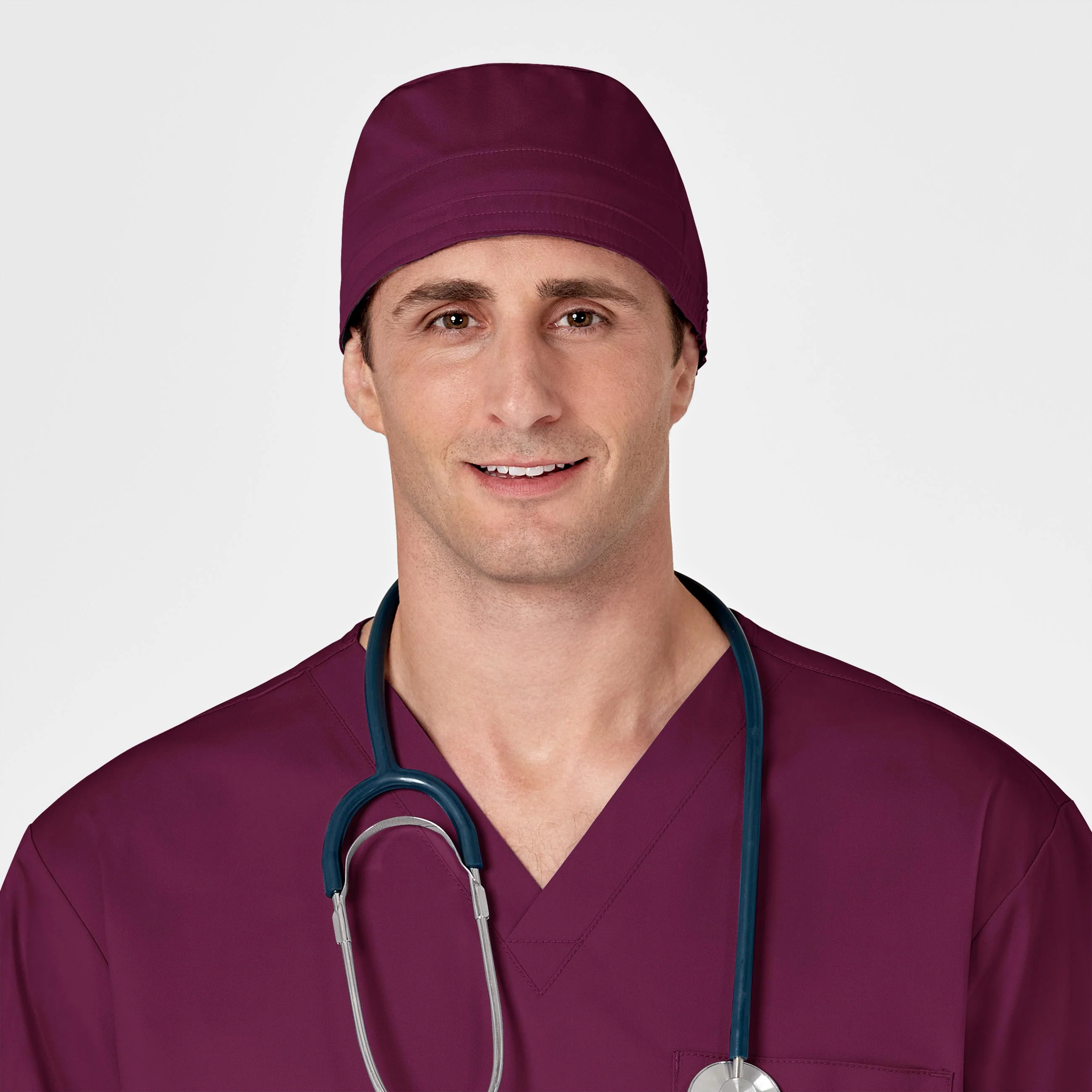 WonderWORK Unisex Tie Back Scrub Cap - Wine - Image 3