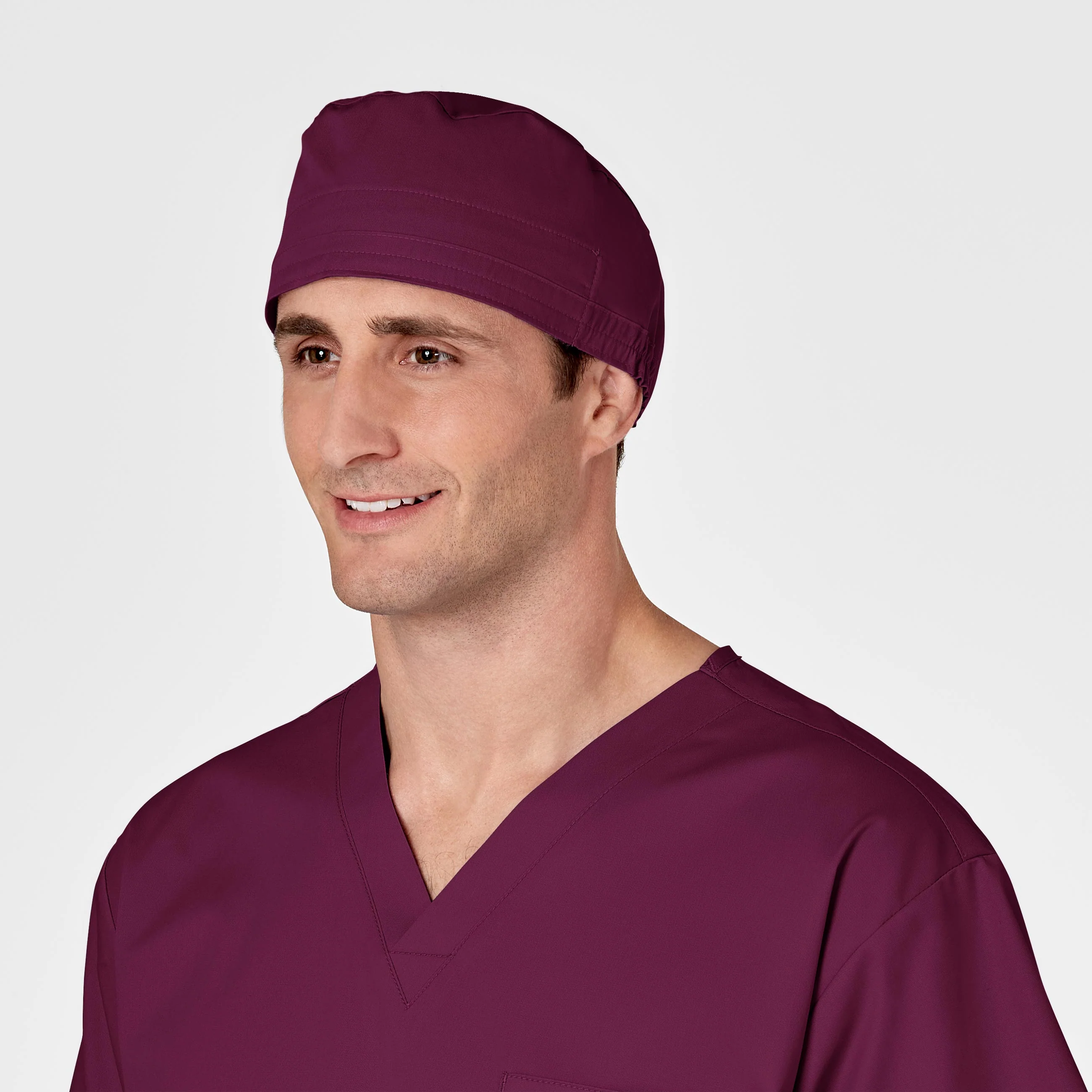WonderWORK Unisex Tie Back Scrub Cap - Wine - Image 4