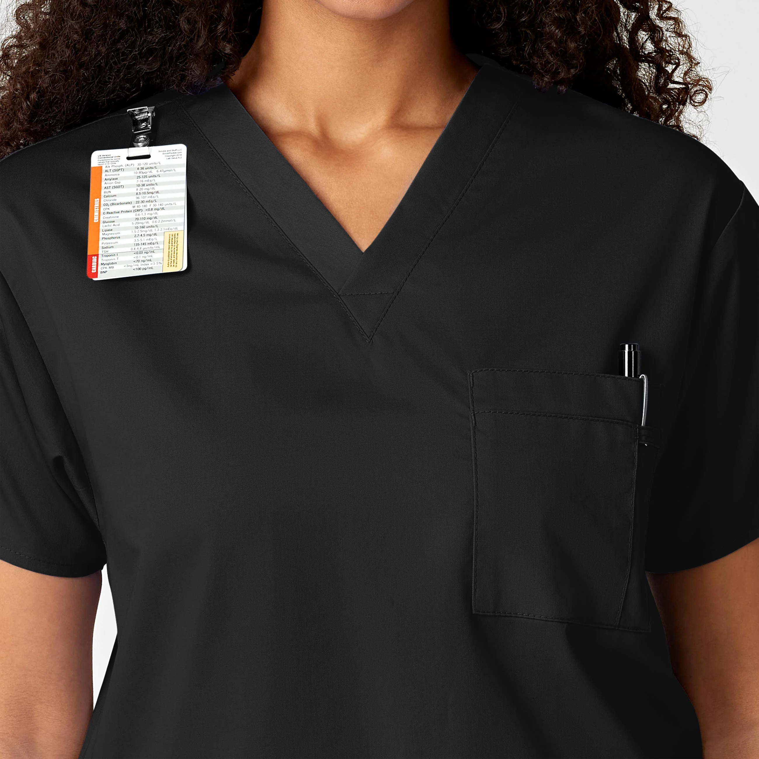 WonderWORK Unisex V-Neck Scrub Top - Black - Image 10