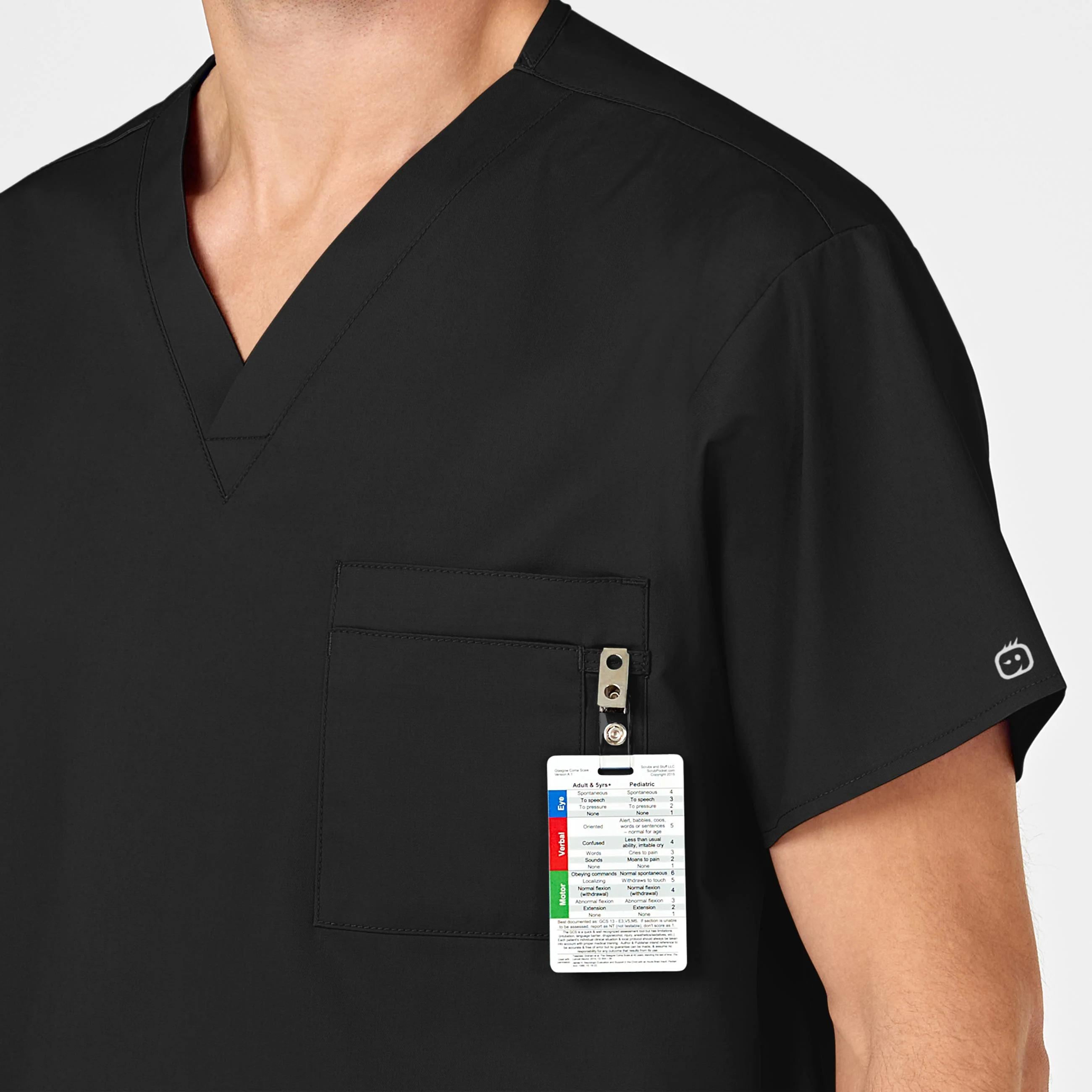 WonderWORK Unisex V-Neck Scrub Top - Black - Image 11