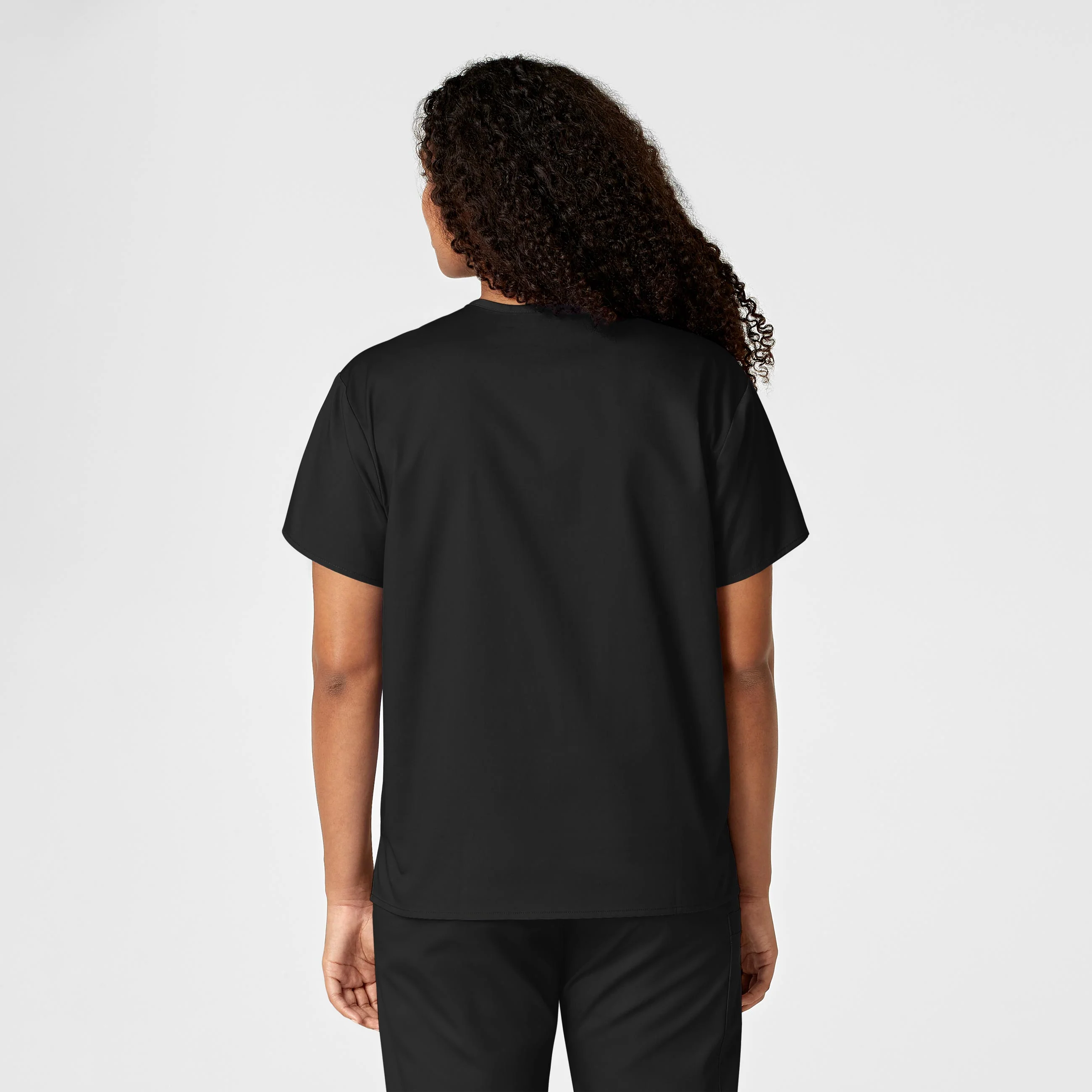 WonderWORK Unisex V-Neck Scrub Top - Black - Image 12