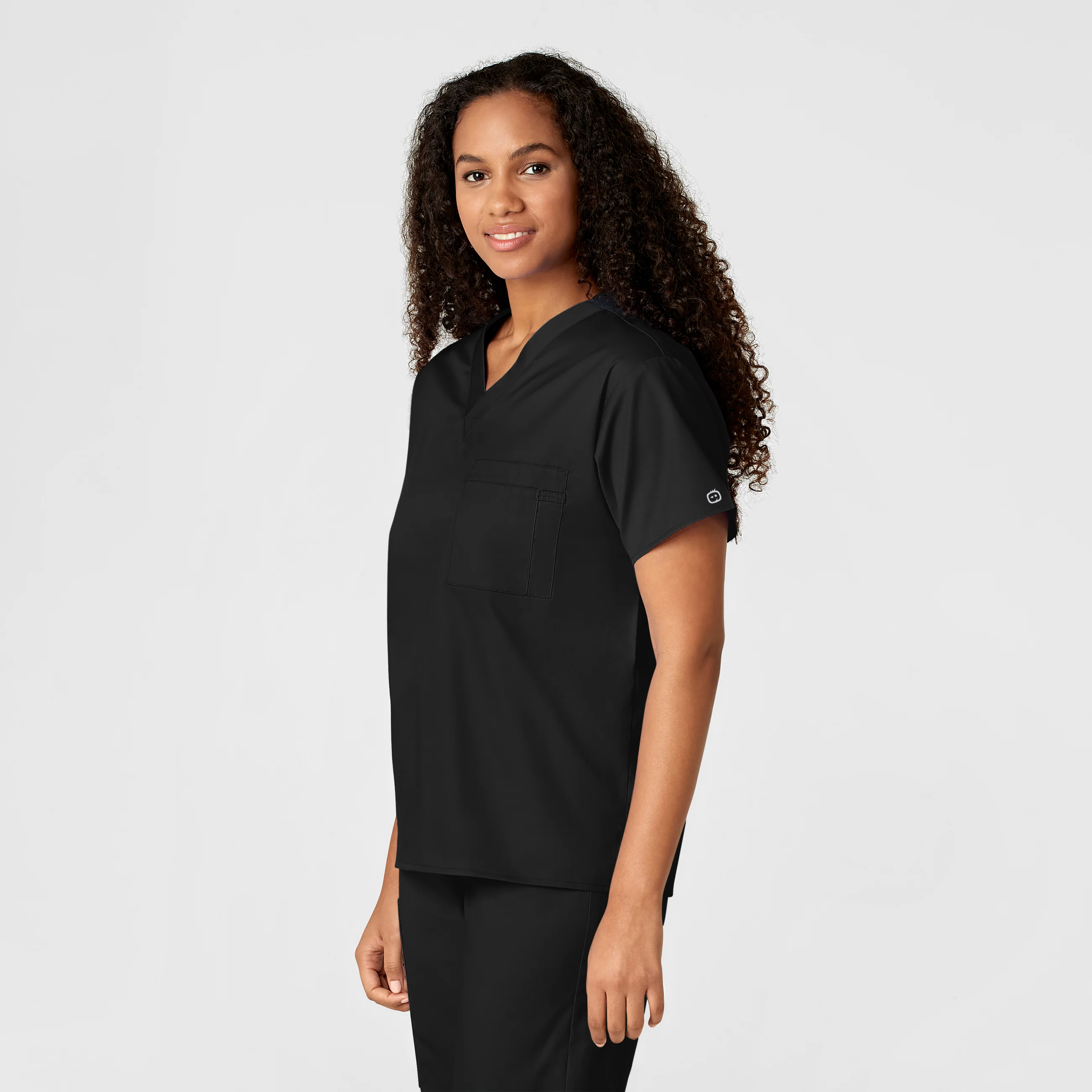 WonderWORK Unisex V-Neck Scrub Top - Black - Image 4