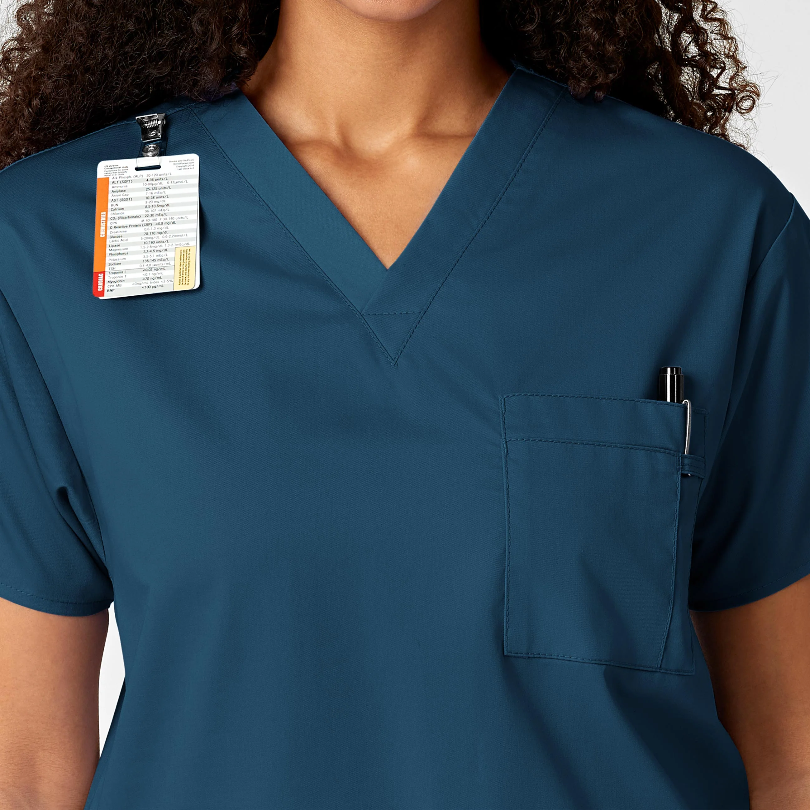 WonderWORK Unisex V-Neck Scrub Top - Caribbean - Image 10