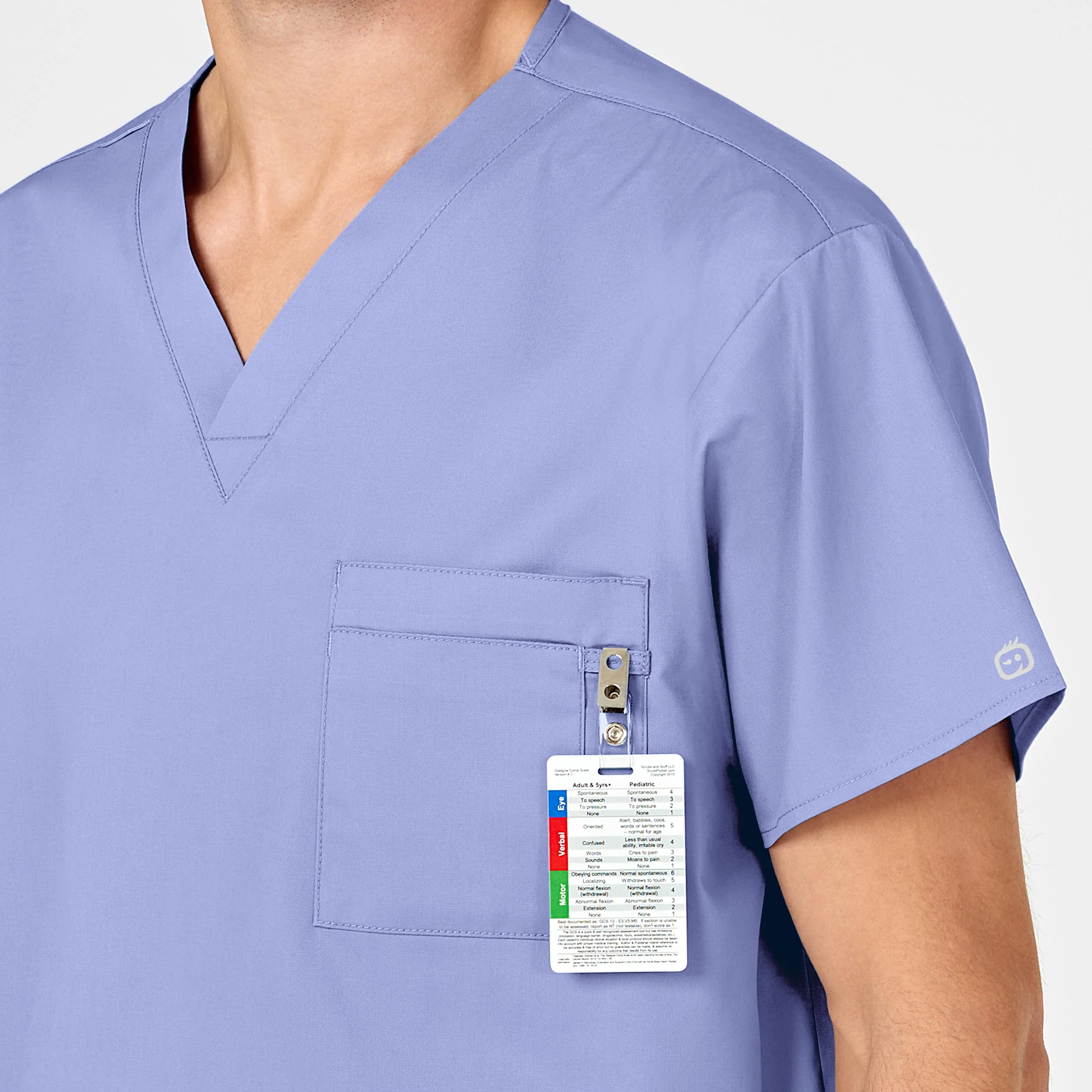 WonderWORK Unisex V-Neck Scrub Top - Ceil Blue - Image 11