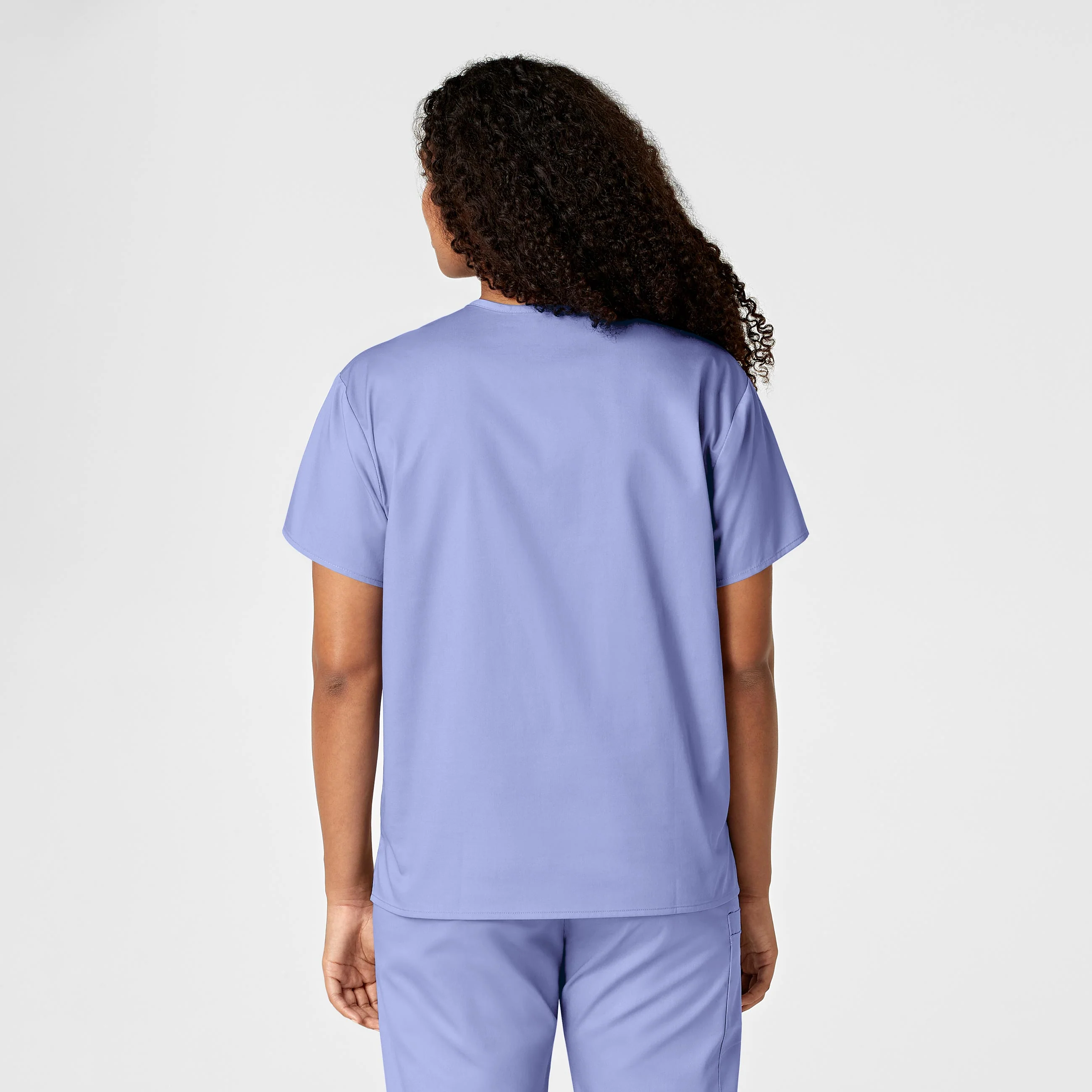 WonderWORK Unisex V-Neck Scrub Top - Ceil Blue - Image 12