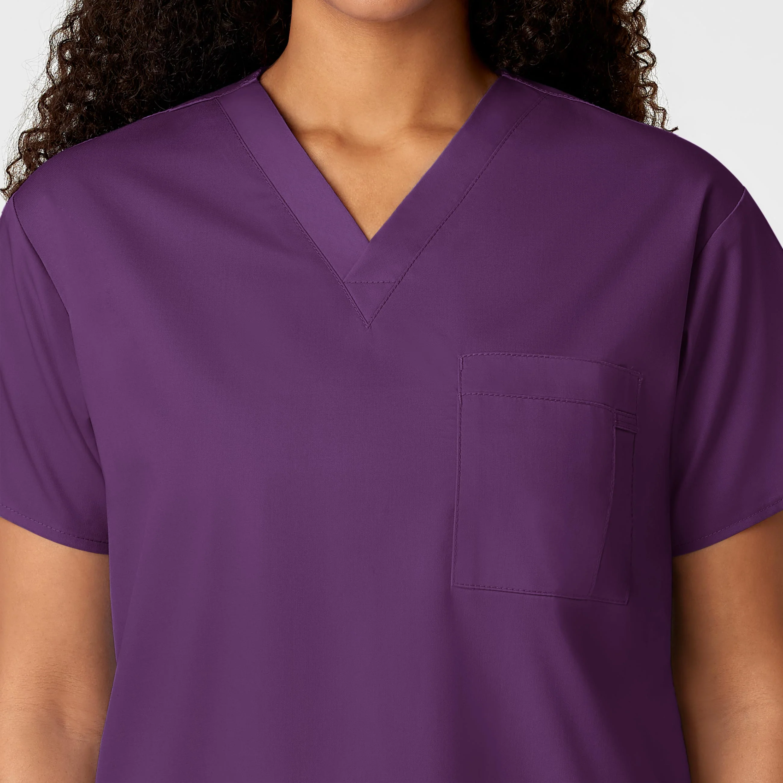 WonderWORK Unisex V-Neck Scrub Top - Eggplant - Image 8