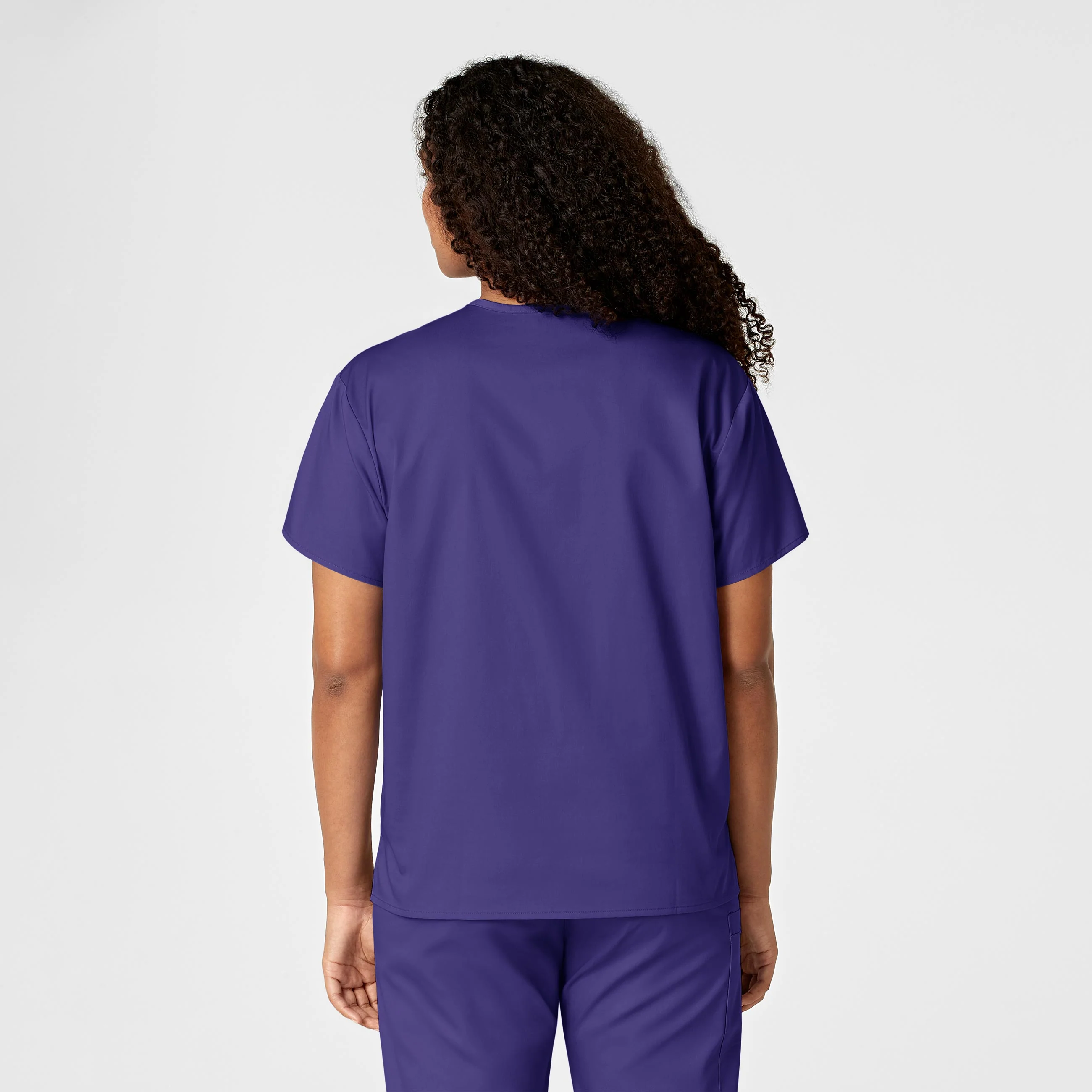 WonderWORK Unisex V-Neck Scrub Top - Grape - Image 12