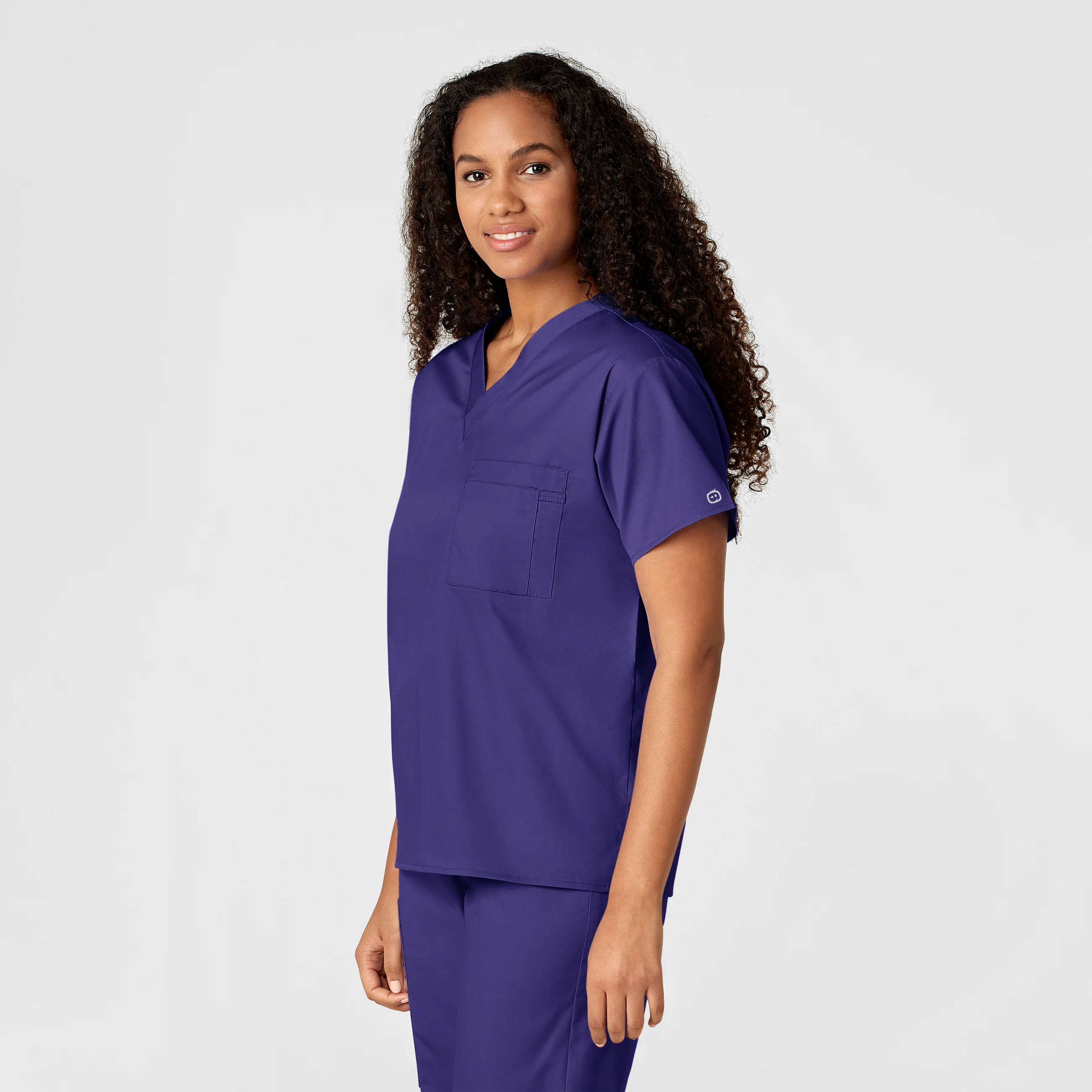 WonderWORK Unisex V-Neck Scrub Top - Grape - Image 4