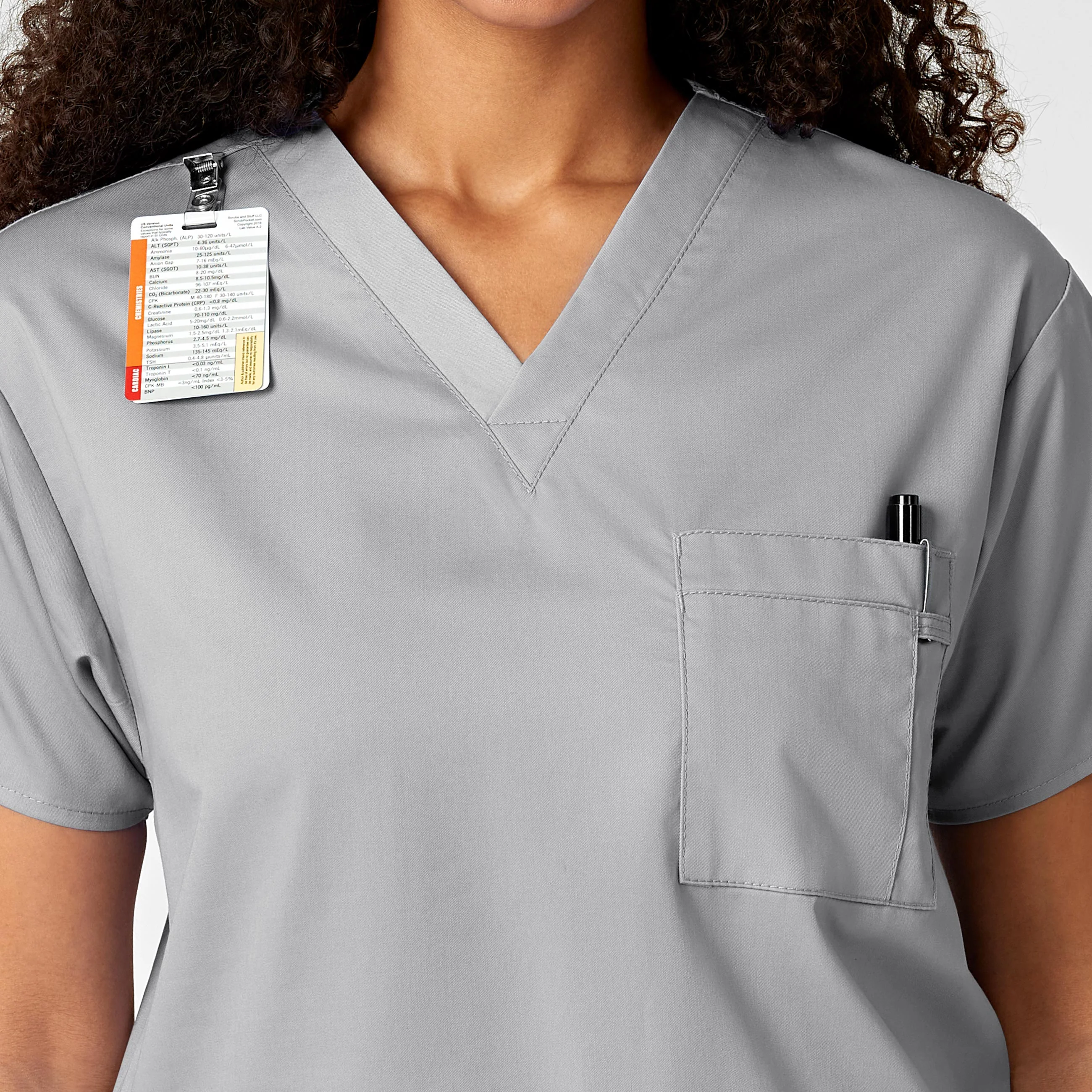 WonderWORK Unisex V-Neck Scrub Top - Grey - Image 10