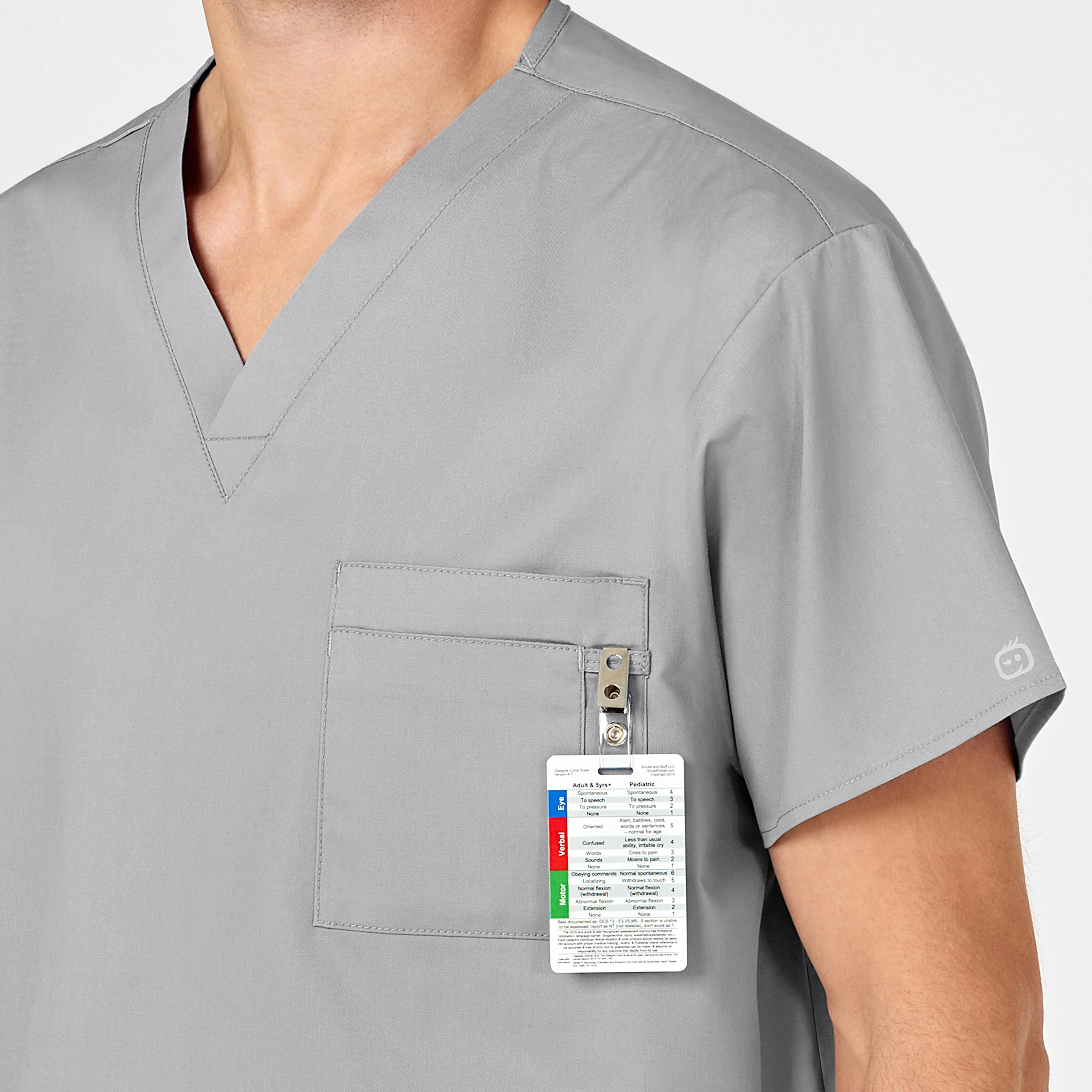 WonderWORK Unisex V-Neck Scrub Top - Grey - Image 11