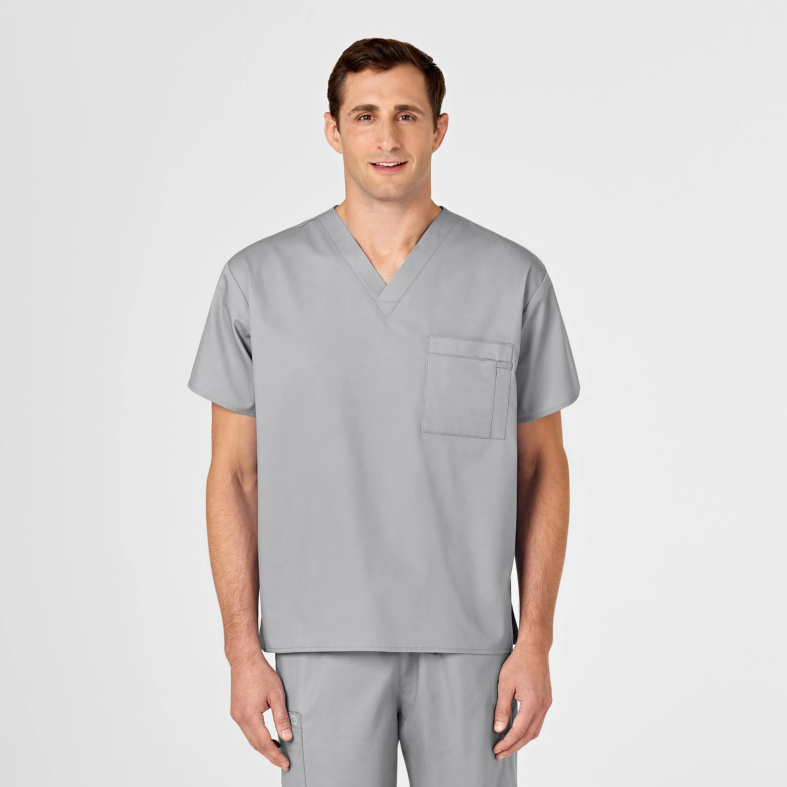 WonderWORK Unisex V-Neck Scrub Top - Grey - Image 5