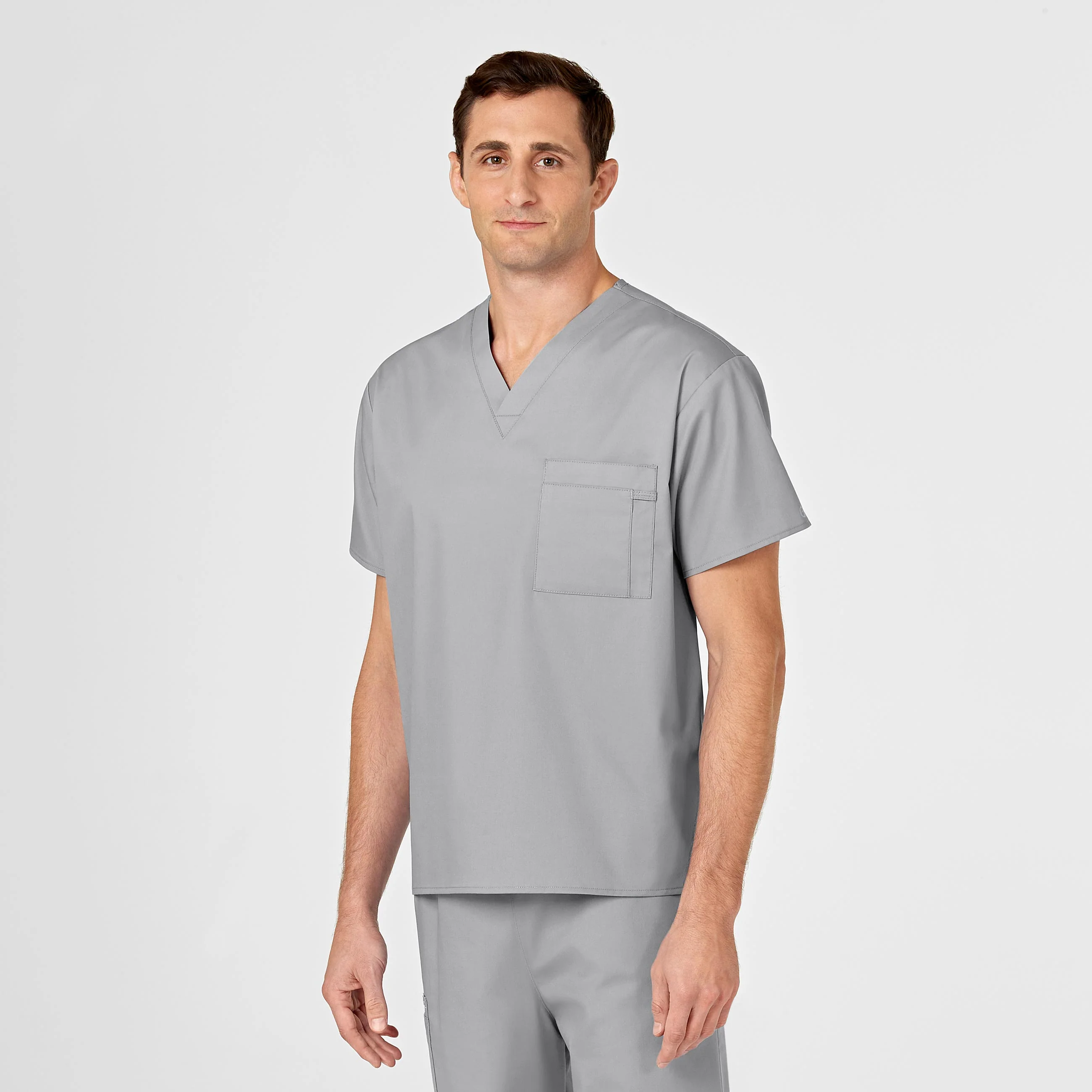 WonderWORK Unisex V-Neck Scrub Top - Grey - Image 7