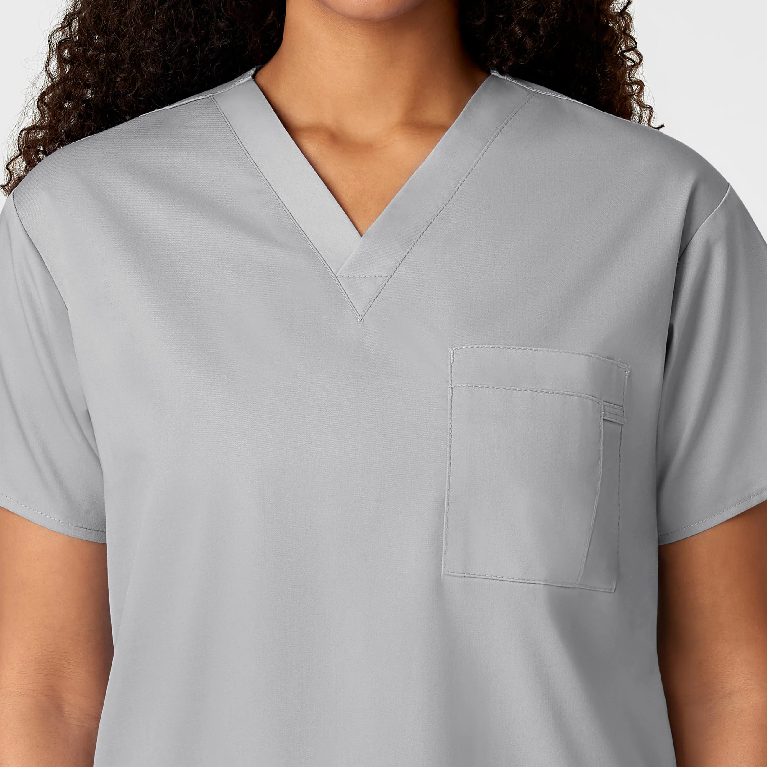WonderWORK Unisex V-Neck Scrub Top - Grey - Image 8