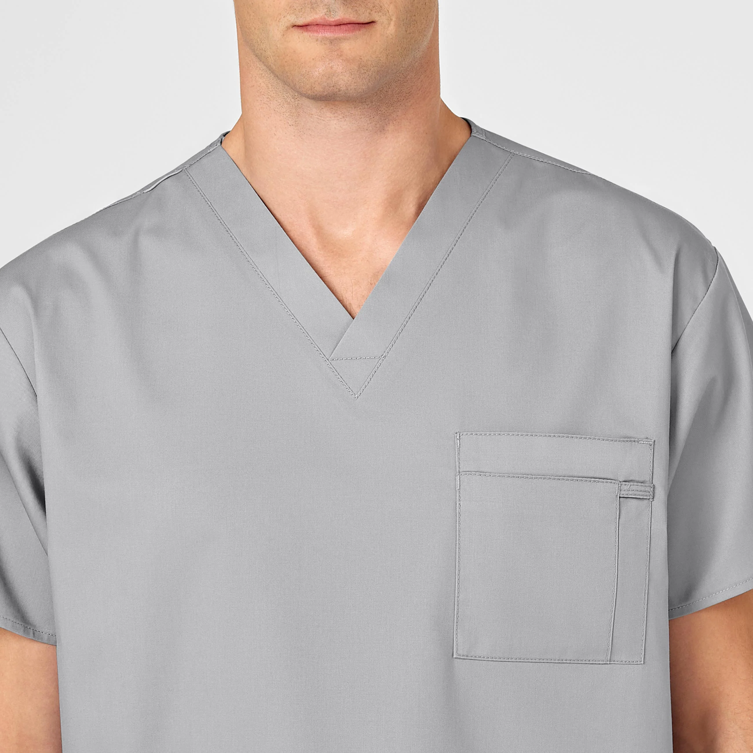 WonderWORK Unisex V-Neck Scrub Top - Grey - Image 9