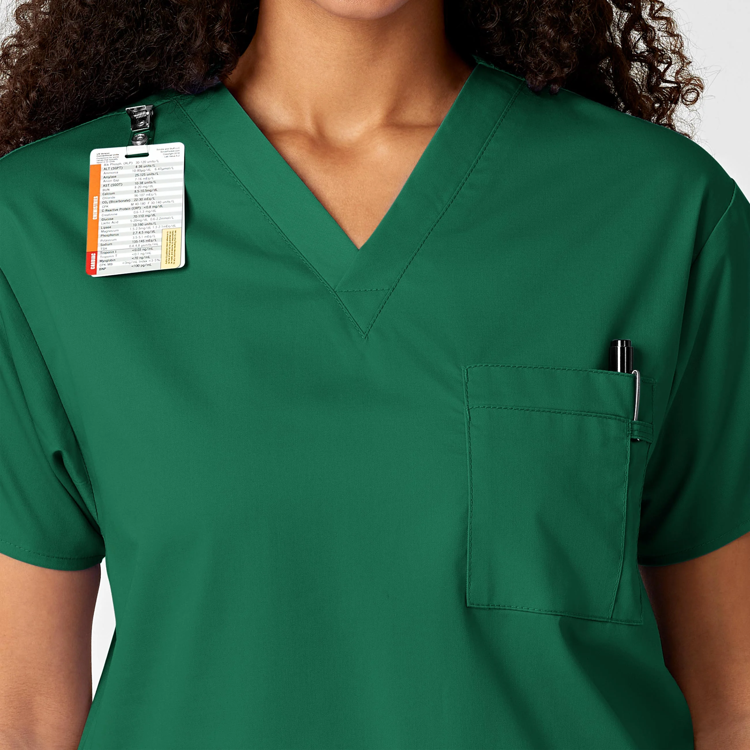 WonderWORK Unisex V-Neck Scrub Top - Hunter - Image 10