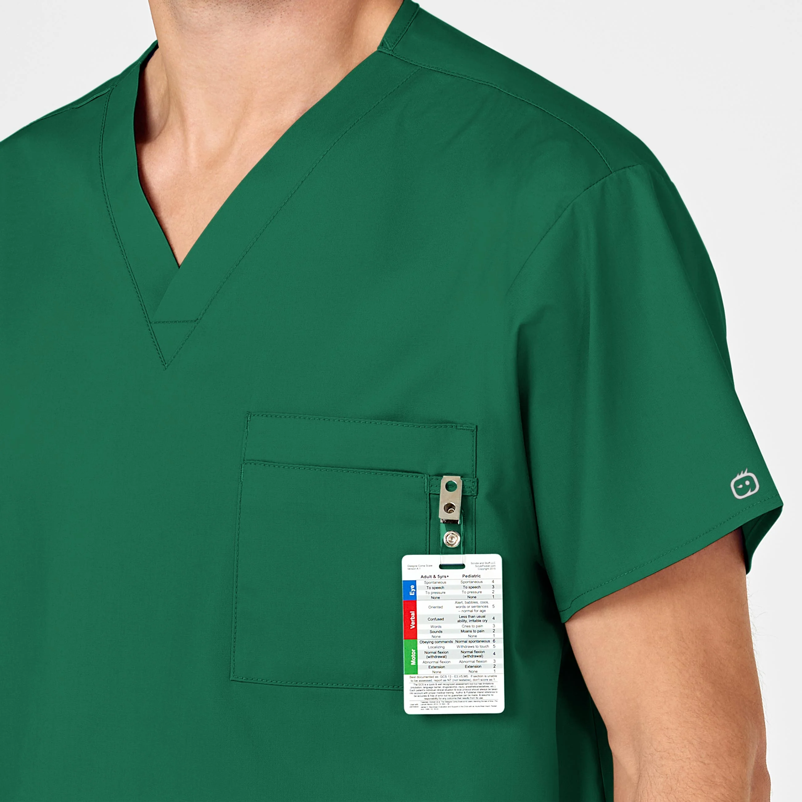 WonderWORK Unisex V-Neck Scrub Top - Hunter - Image 11