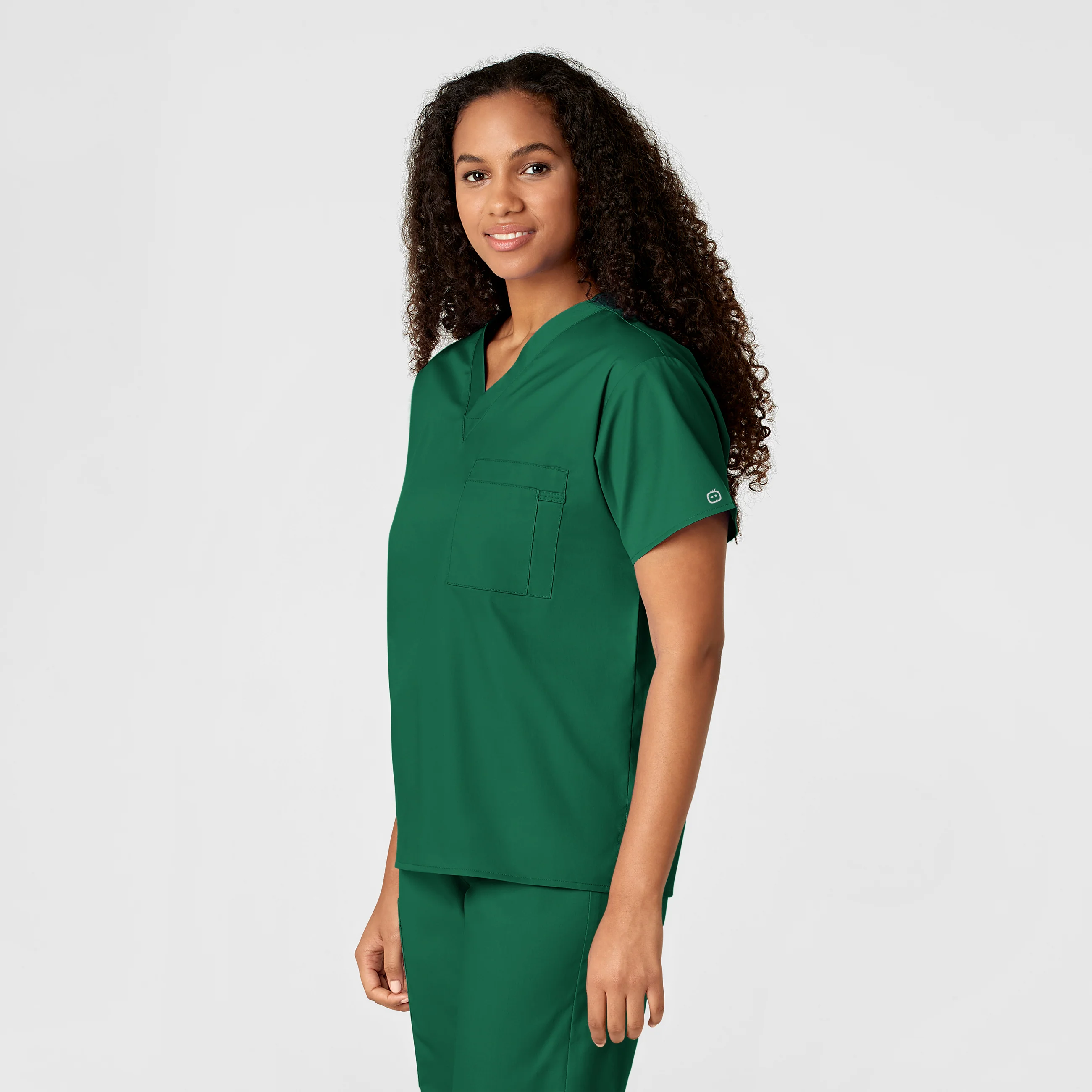 WonderWORK Unisex V-Neck Scrub Top - Hunter - Image 4