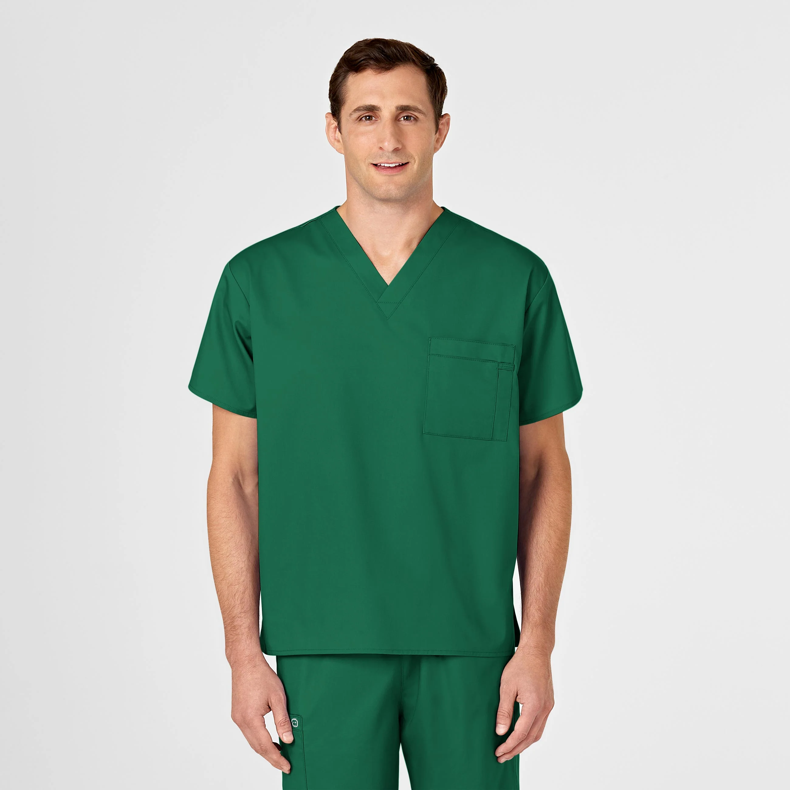 WonderWORK Unisex V-Neck Scrub Top - Hunter - Image 5