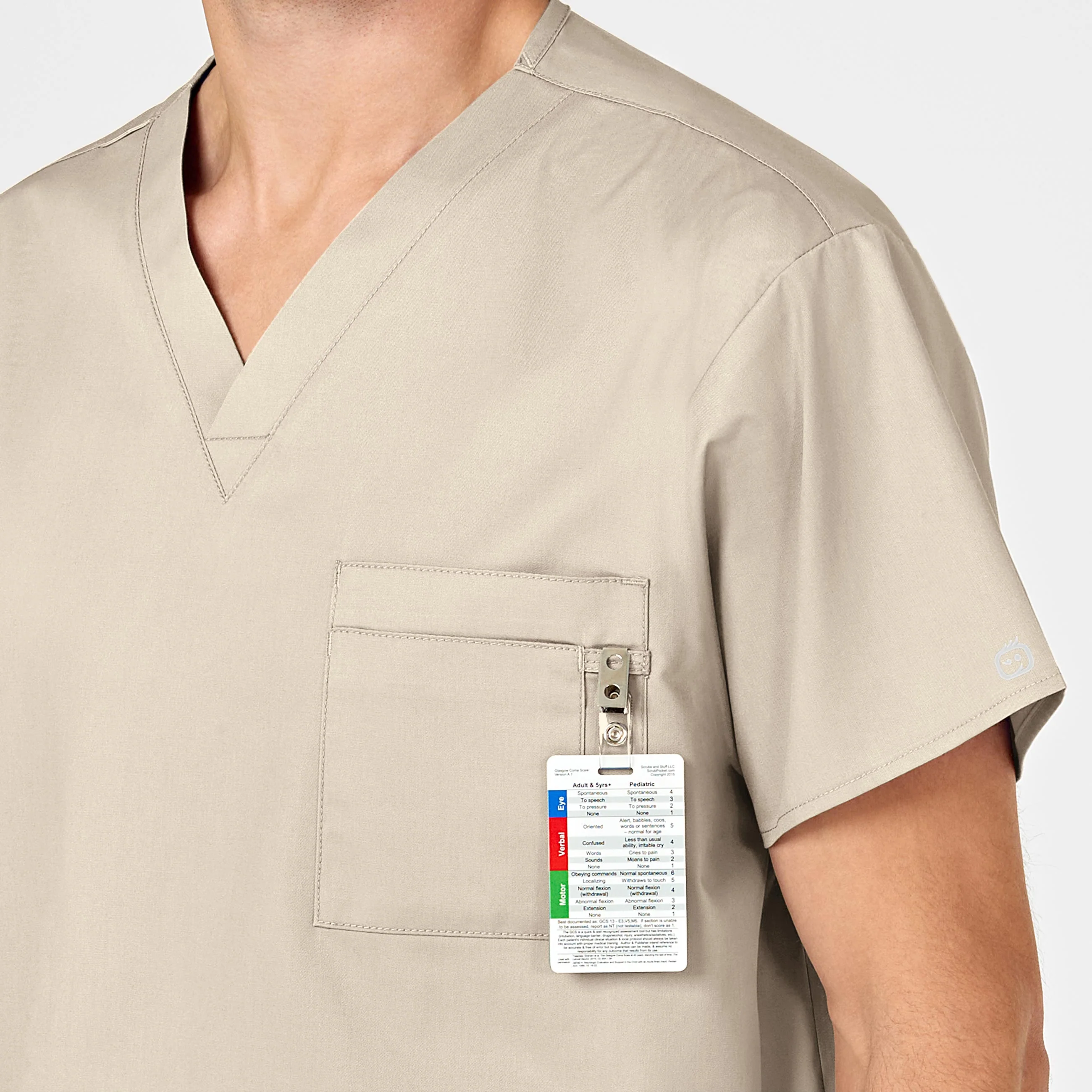 WonderWORK Unisex V-Neck Scrub Top - Khaki - Image 11