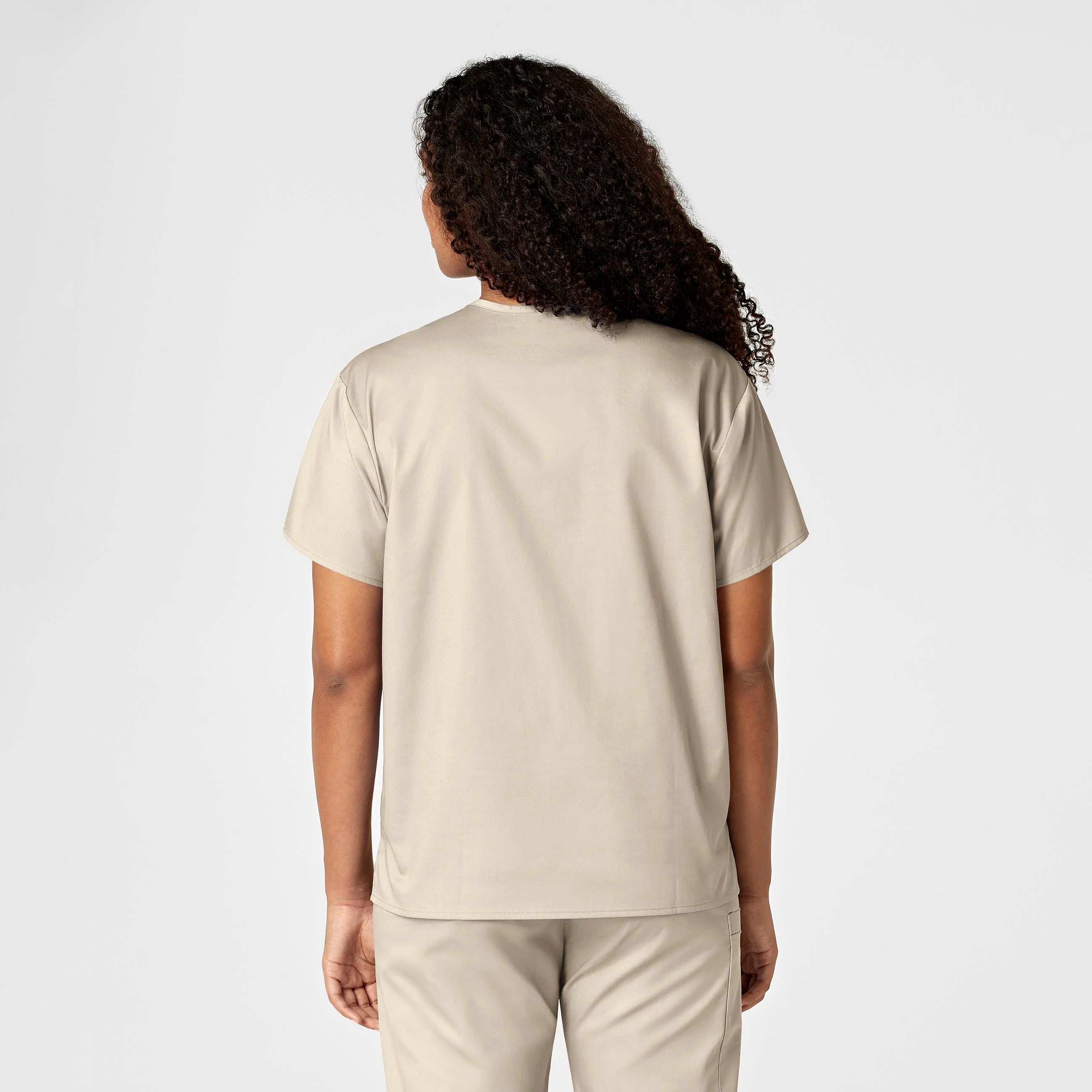 WonderWORK Unisex V-Neck Scrub Top - Khaki - Image 12