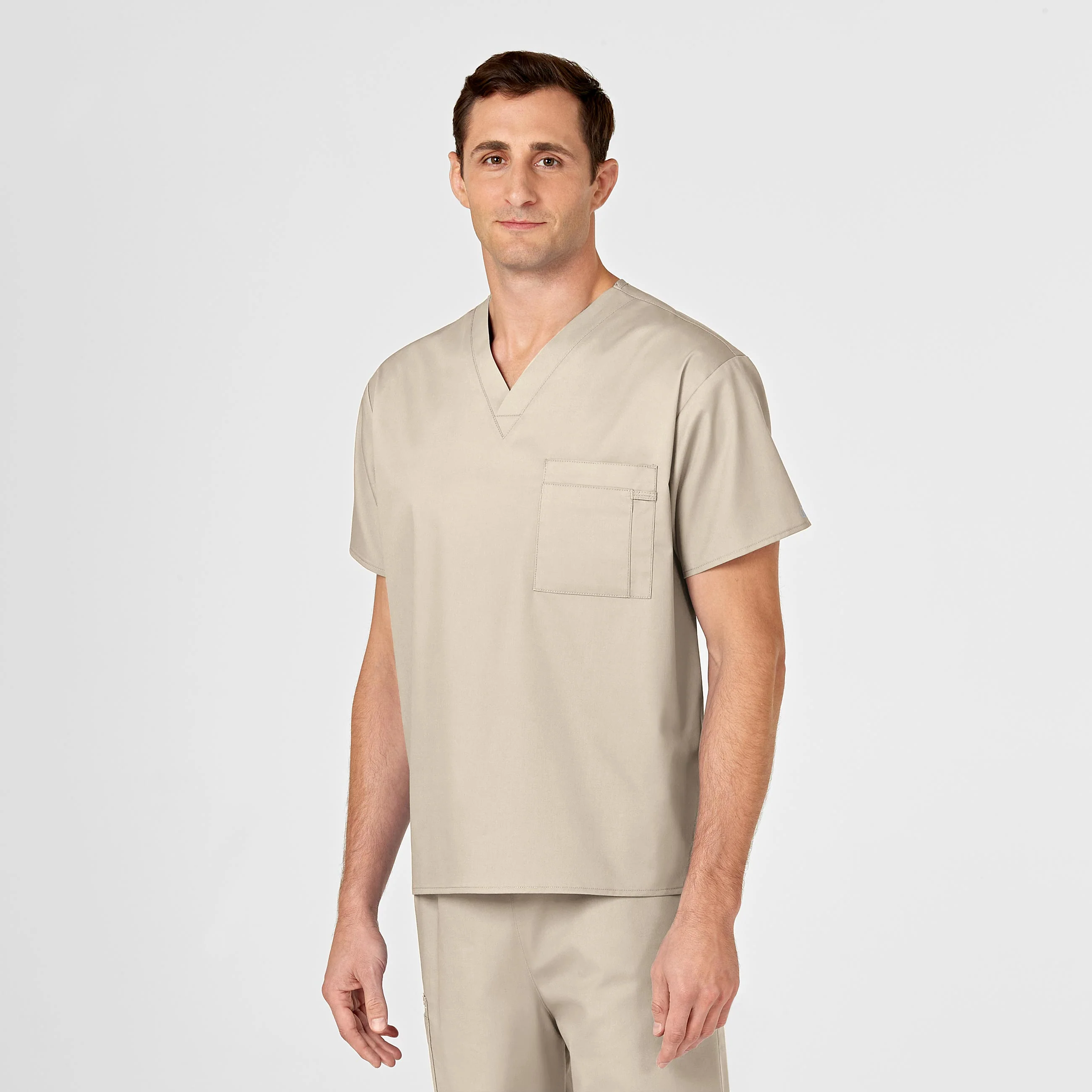 WonderWORK Unisex V-Neck Scrub Top - Khaki - Image 7