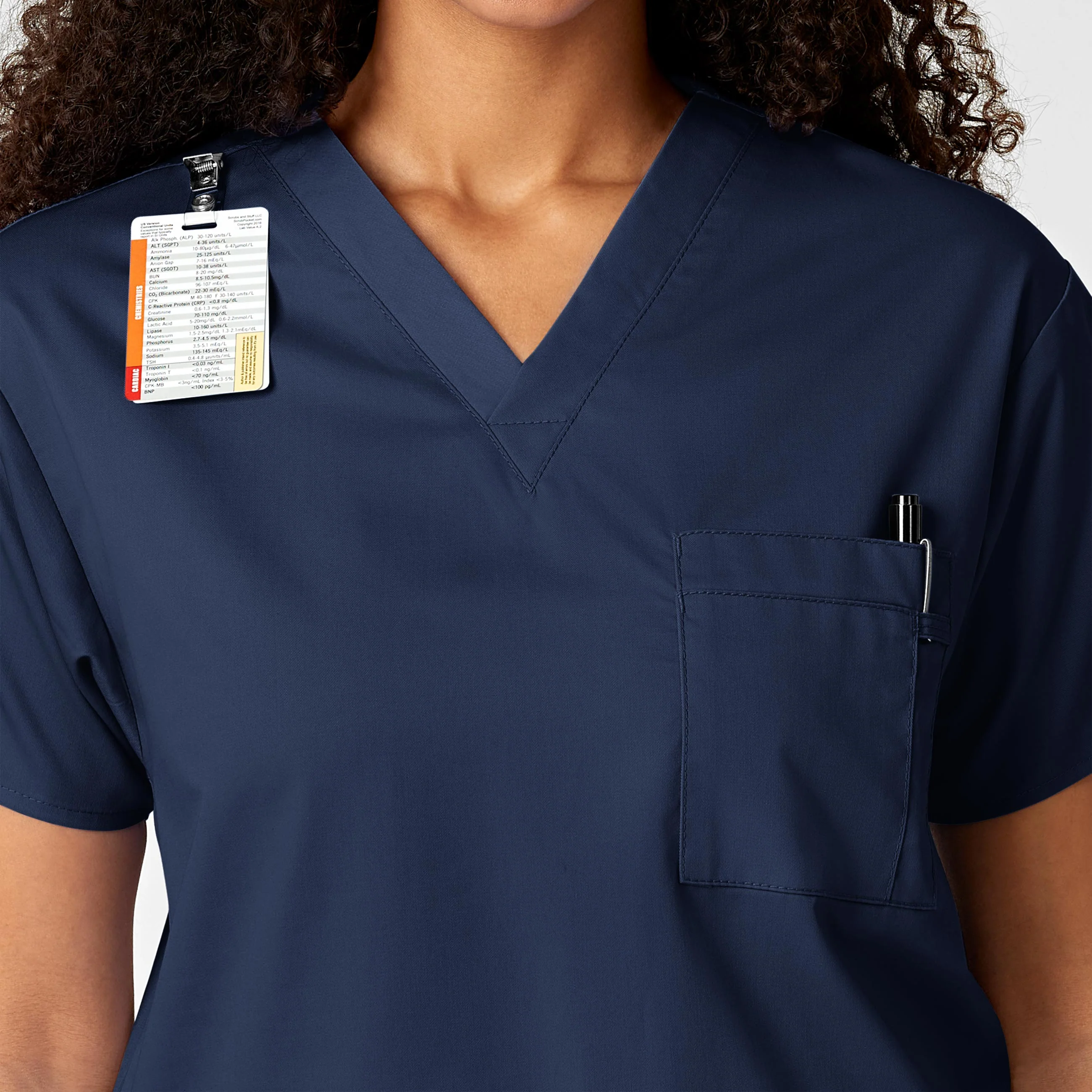 WonderWORK Unisex V-Neck Scrub Top - Navy - Image 10