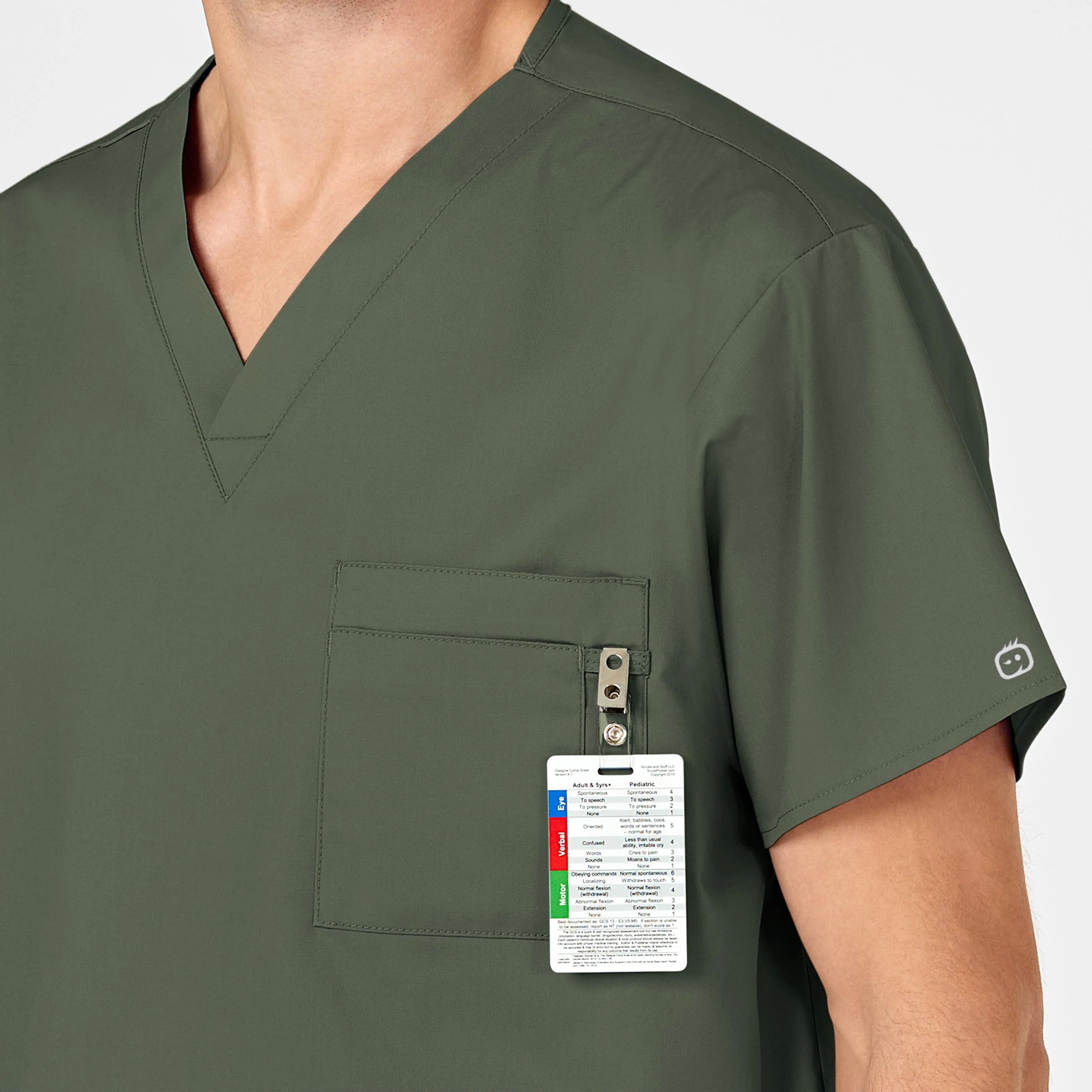 WonderWORK Unisex V-Neck Scrub Top - Olive - Image 11