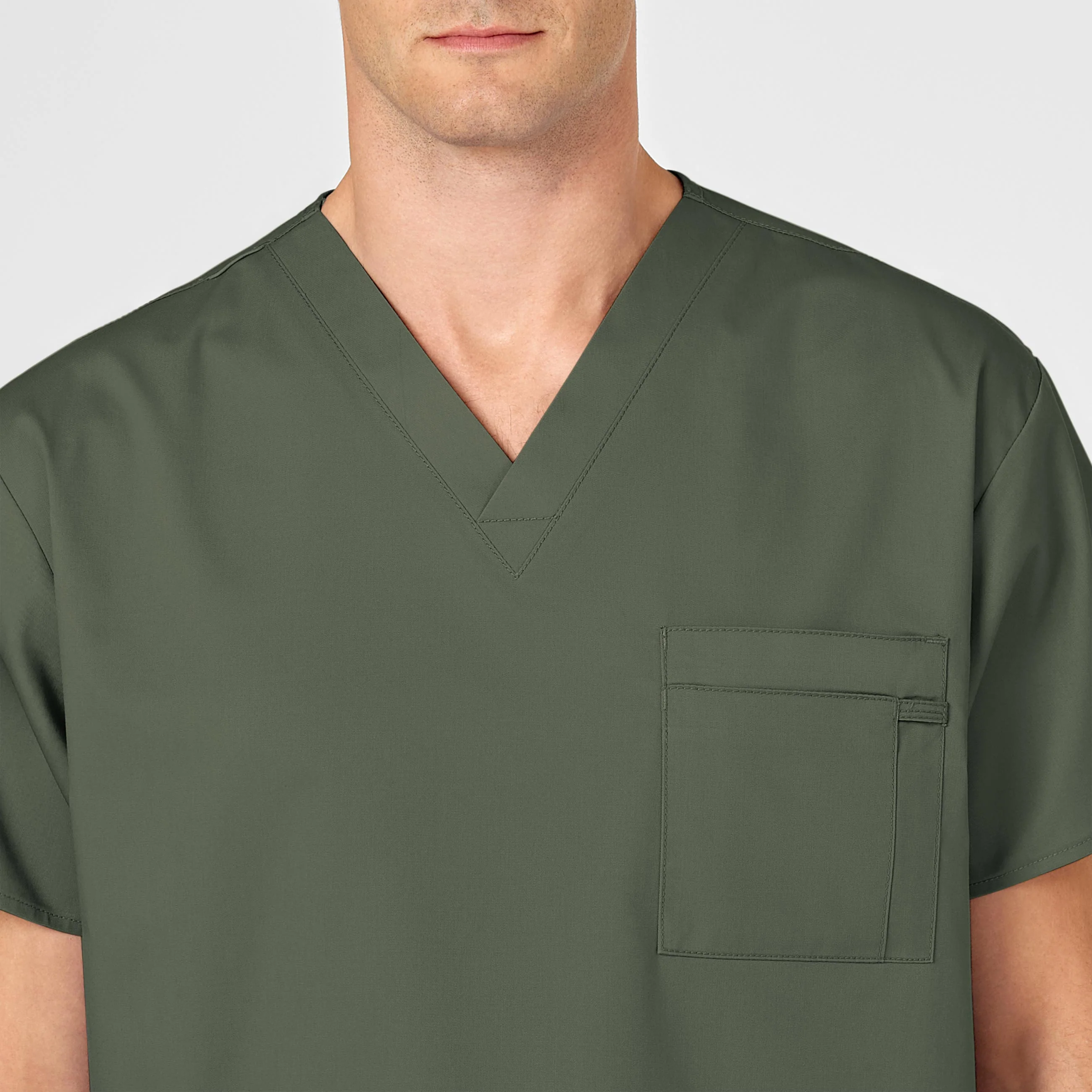 WonderWORK Unisex V-Neck Scrub Top - Olive - Image 9