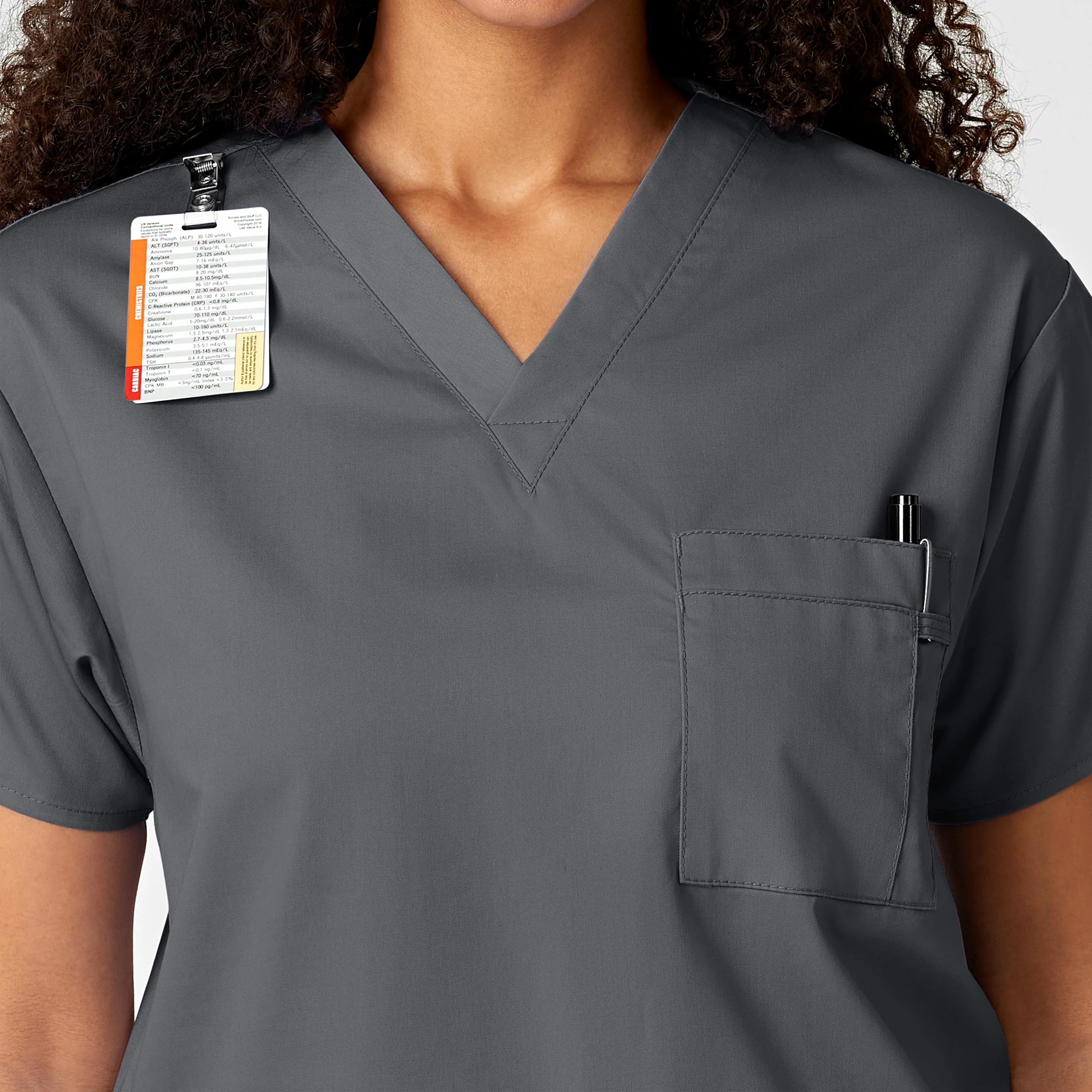 WonderWORK Unisex V-Neck Scrub Top - Pewter - Image 10