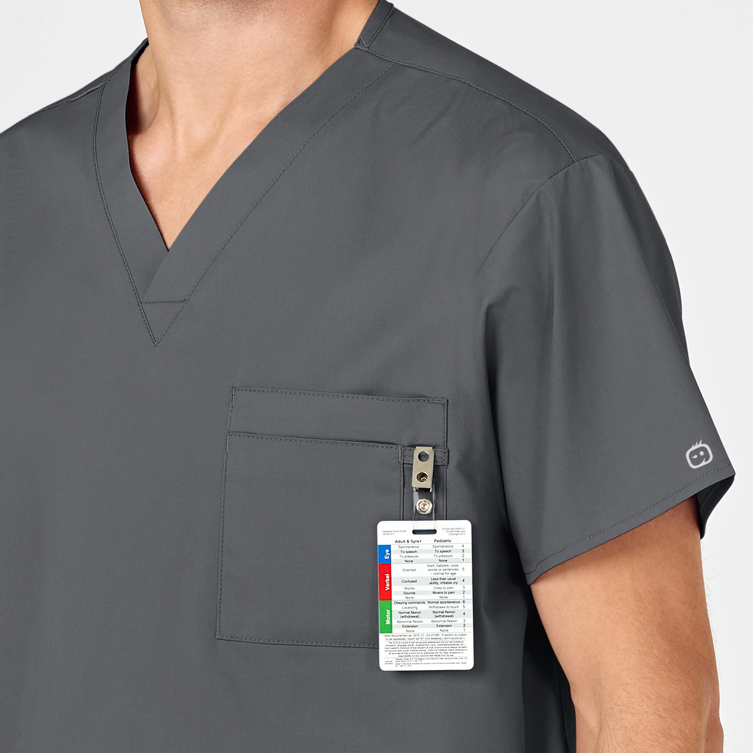 WonderWORK Unisex V-Neck Scrub Top - Pewter - Image 11