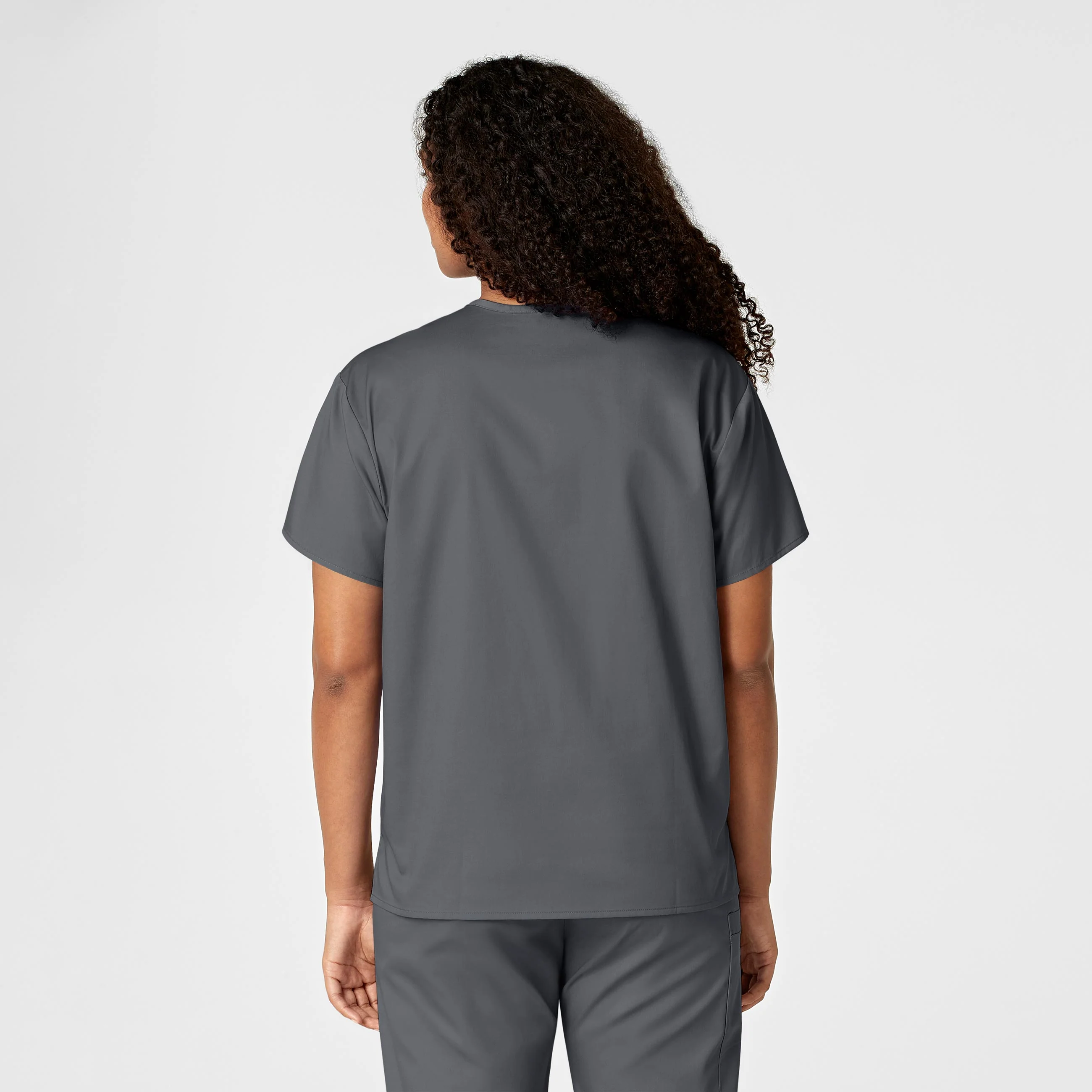 WonderWORK Unisex V-Neck Scrub Top - Pewter - Image 12