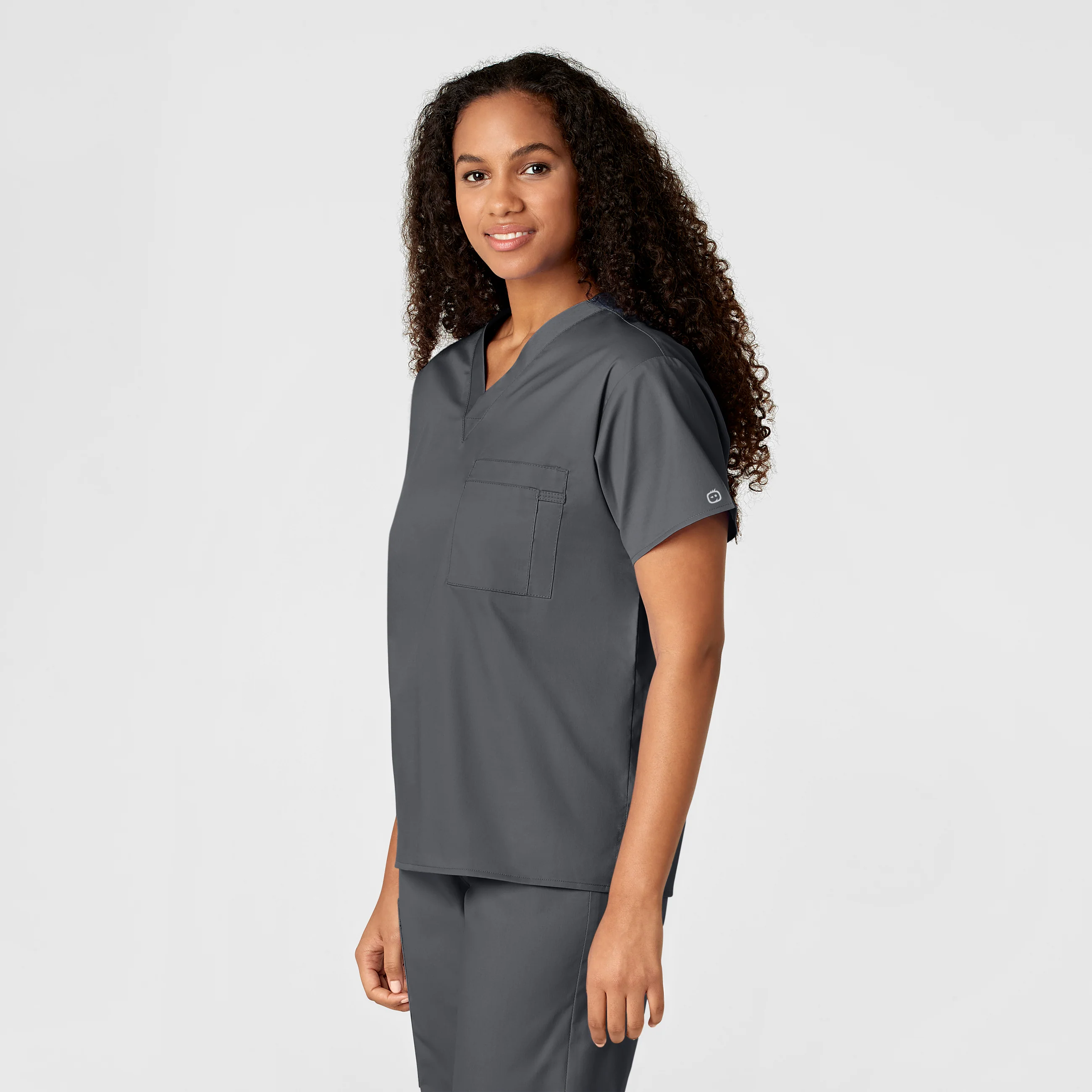 WonderWORK Unisex V-Neck Scrub Top - Pewter - Image 4