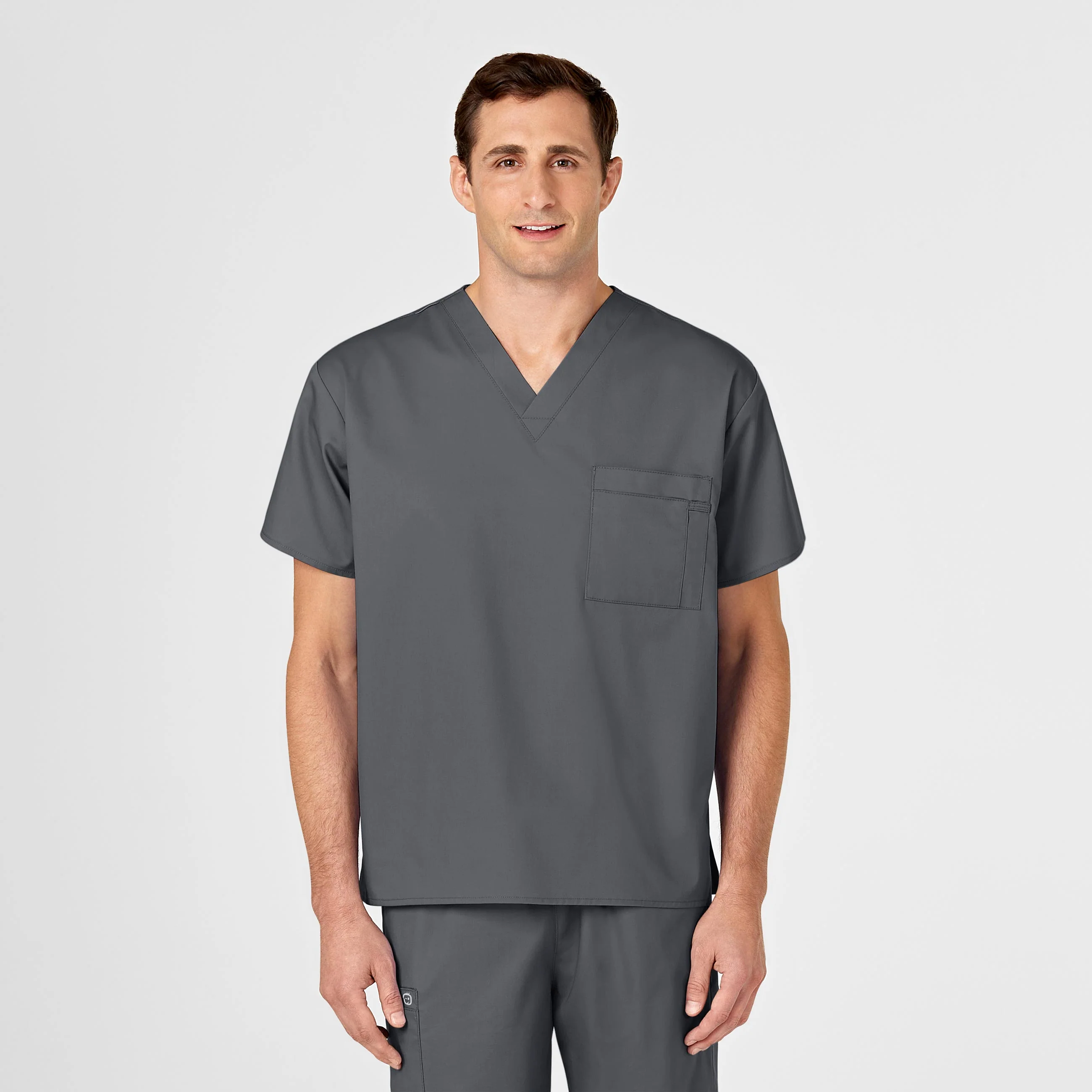 WonderWORK Unisex V-Neck Scrub Top - Pewter - Image 5
