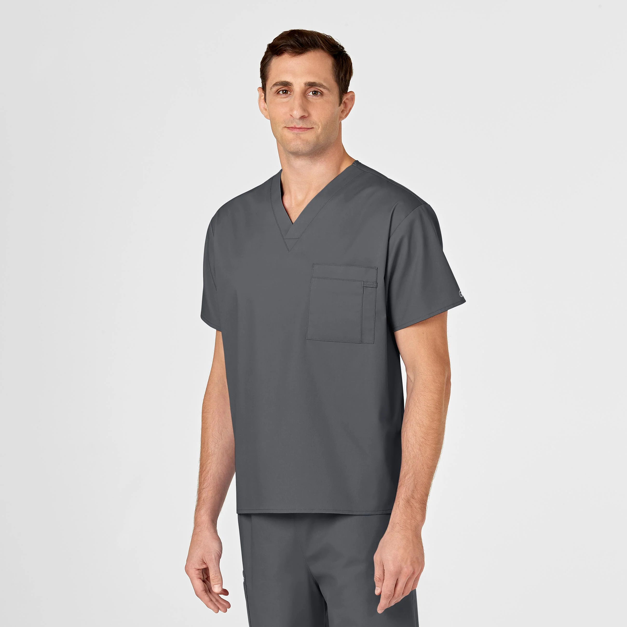 WonderWORK Unisex V-Neck Scrub Top - Pewter - Image 7