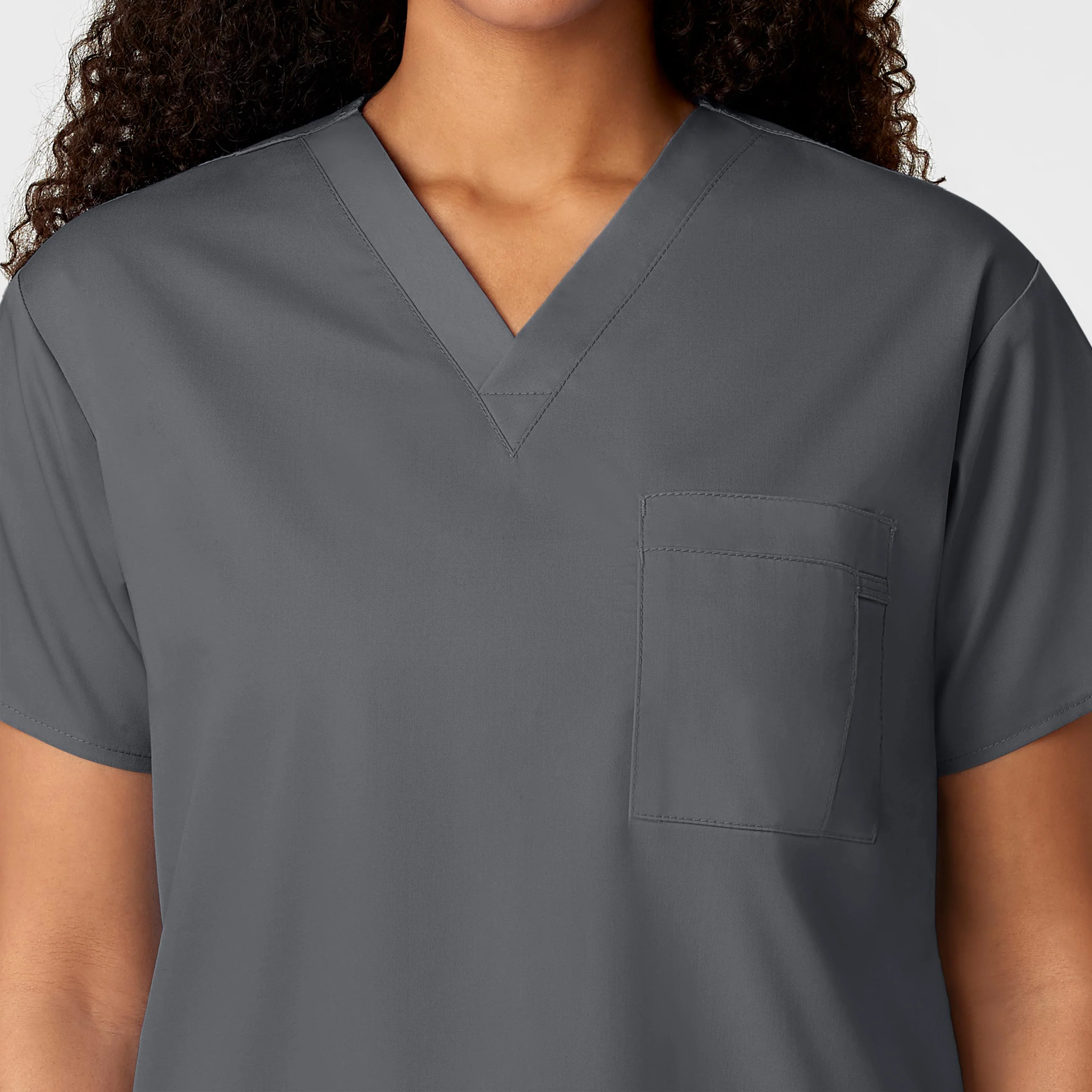 WonderWORK Unisex V-Neck Scrub Top - Pewter - Image 8