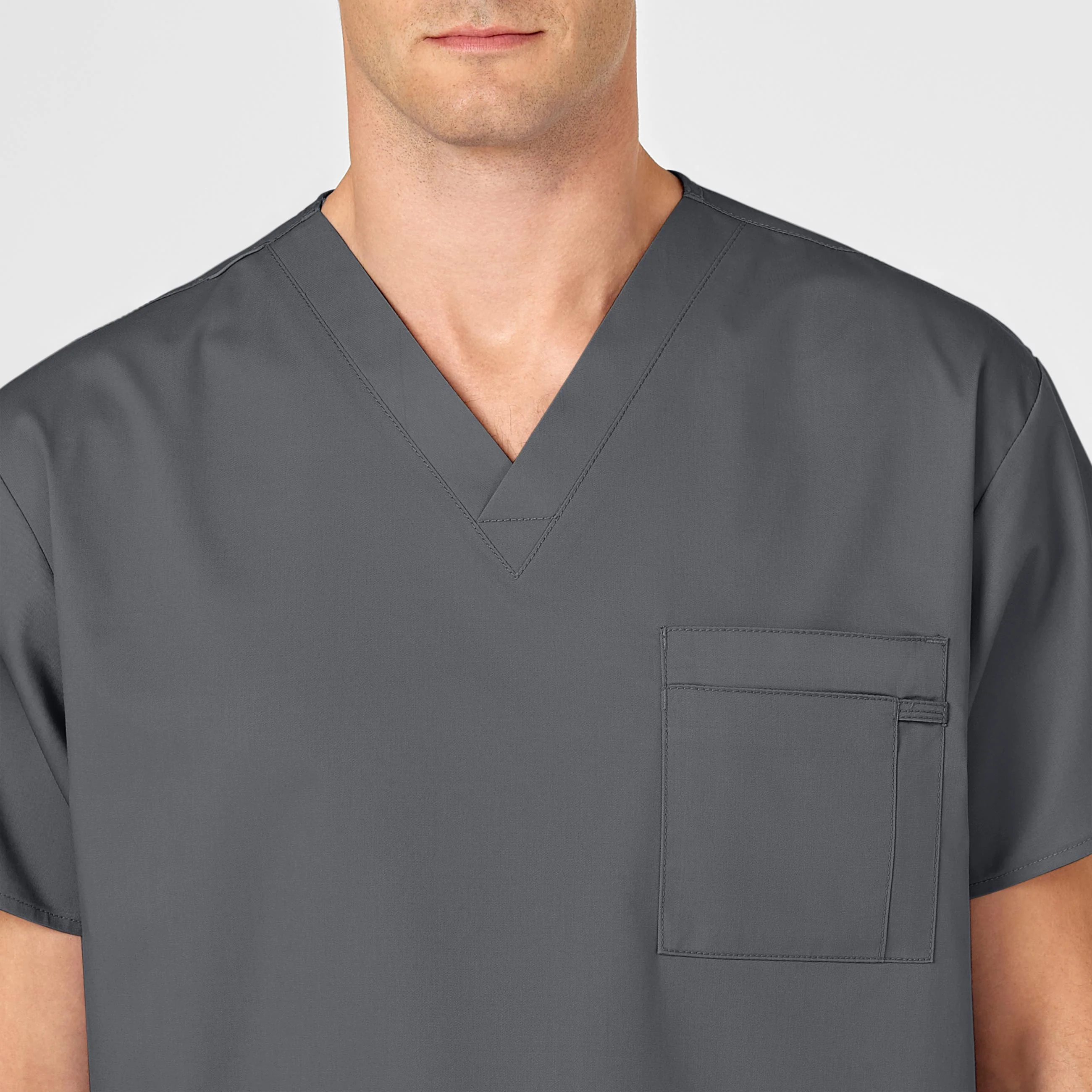 WonderWORK Unisex V-Neck Scrub Top - Pewter - Image 9
