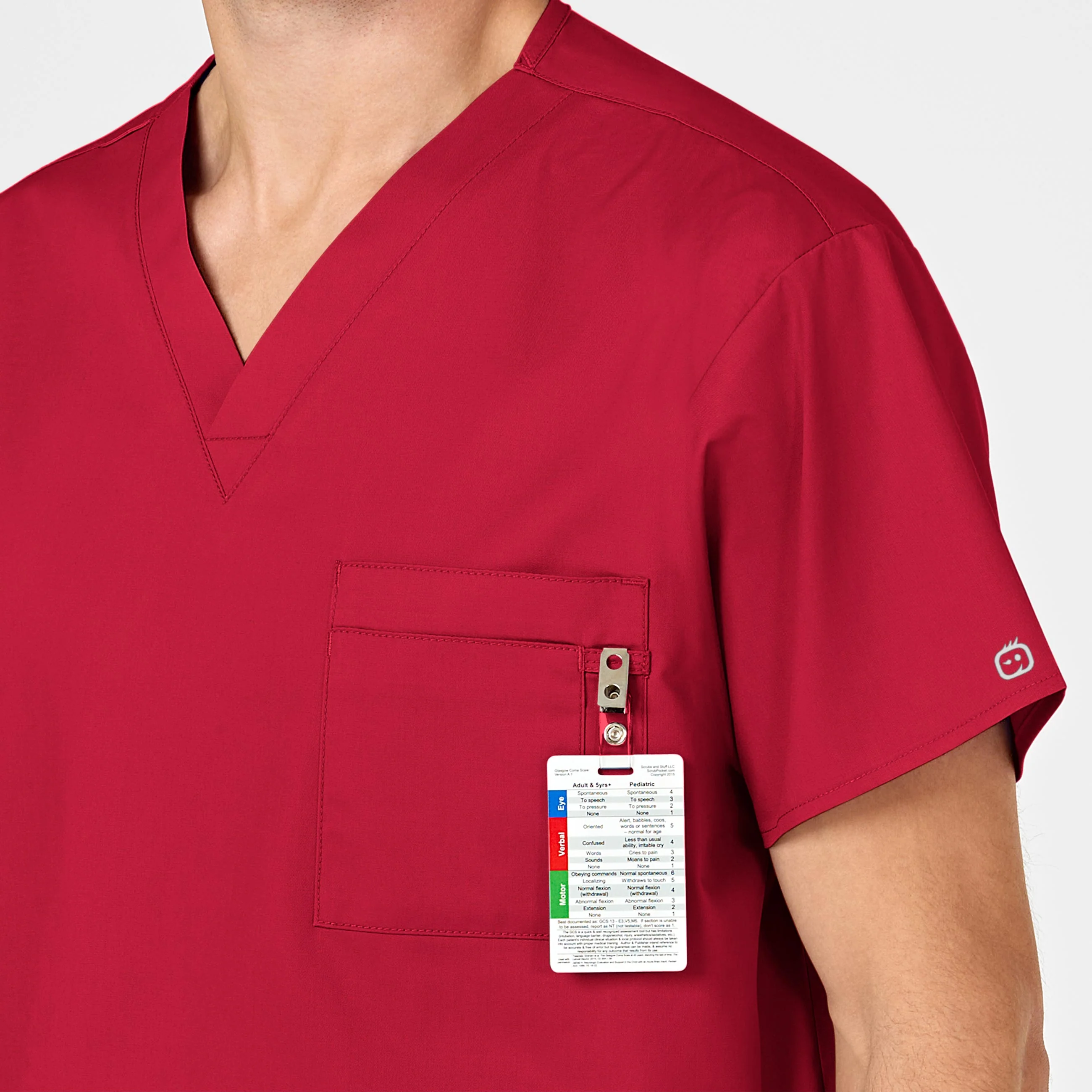 WonderWORK Unisex V-Neck Scrub Top - Red - Image 11