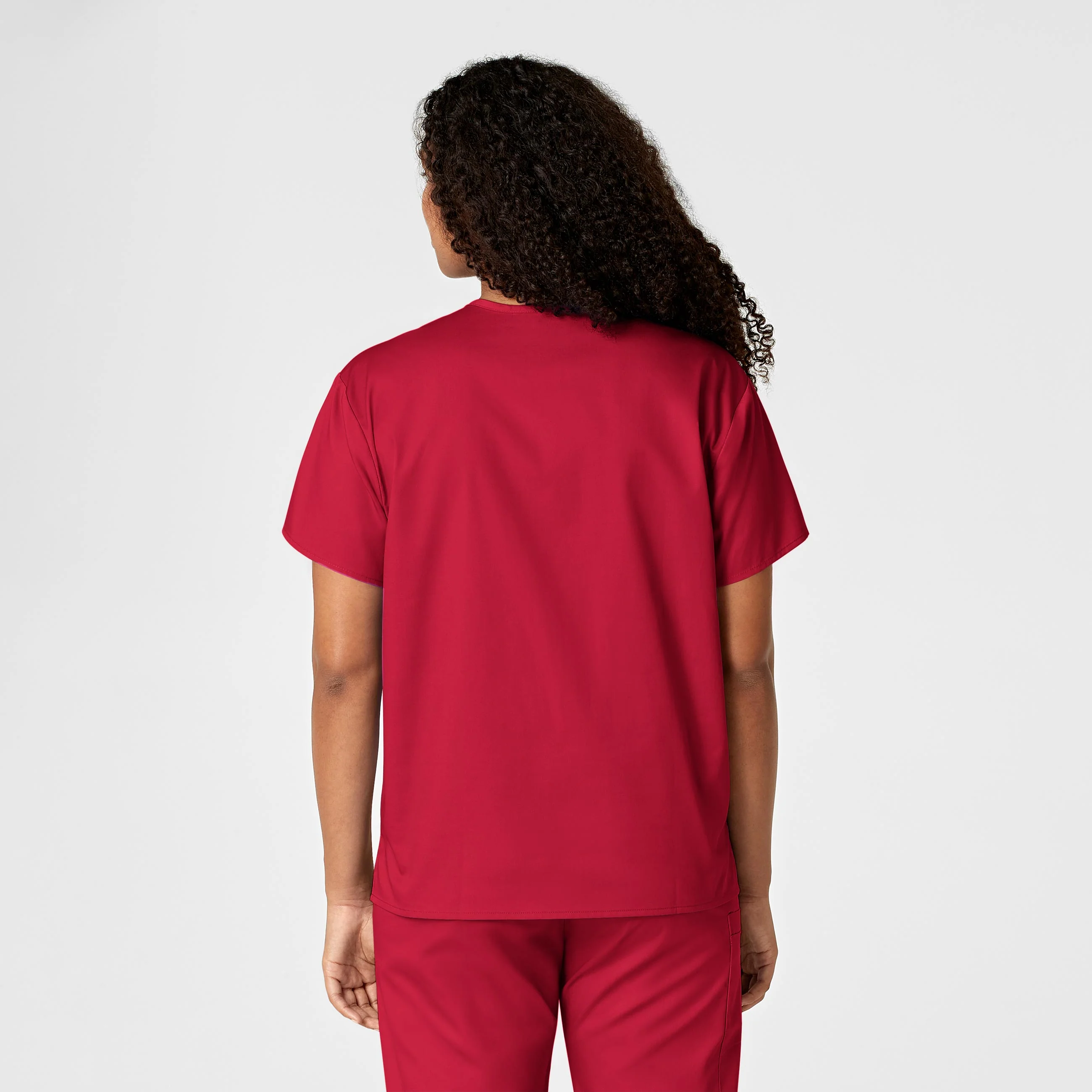 WonderWORK Unisex V-Neck Scrub Top - Red - Image 12