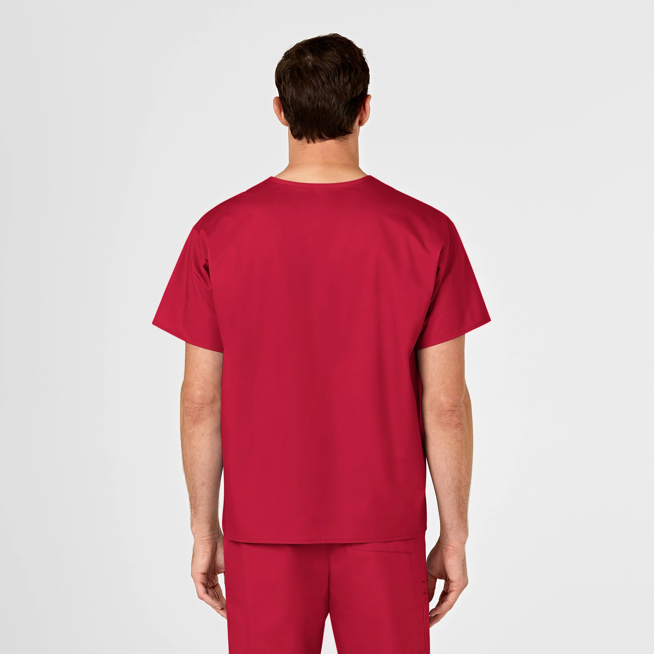WonderWORK Unisex V-Neck Scrub Top - Red - Image 2