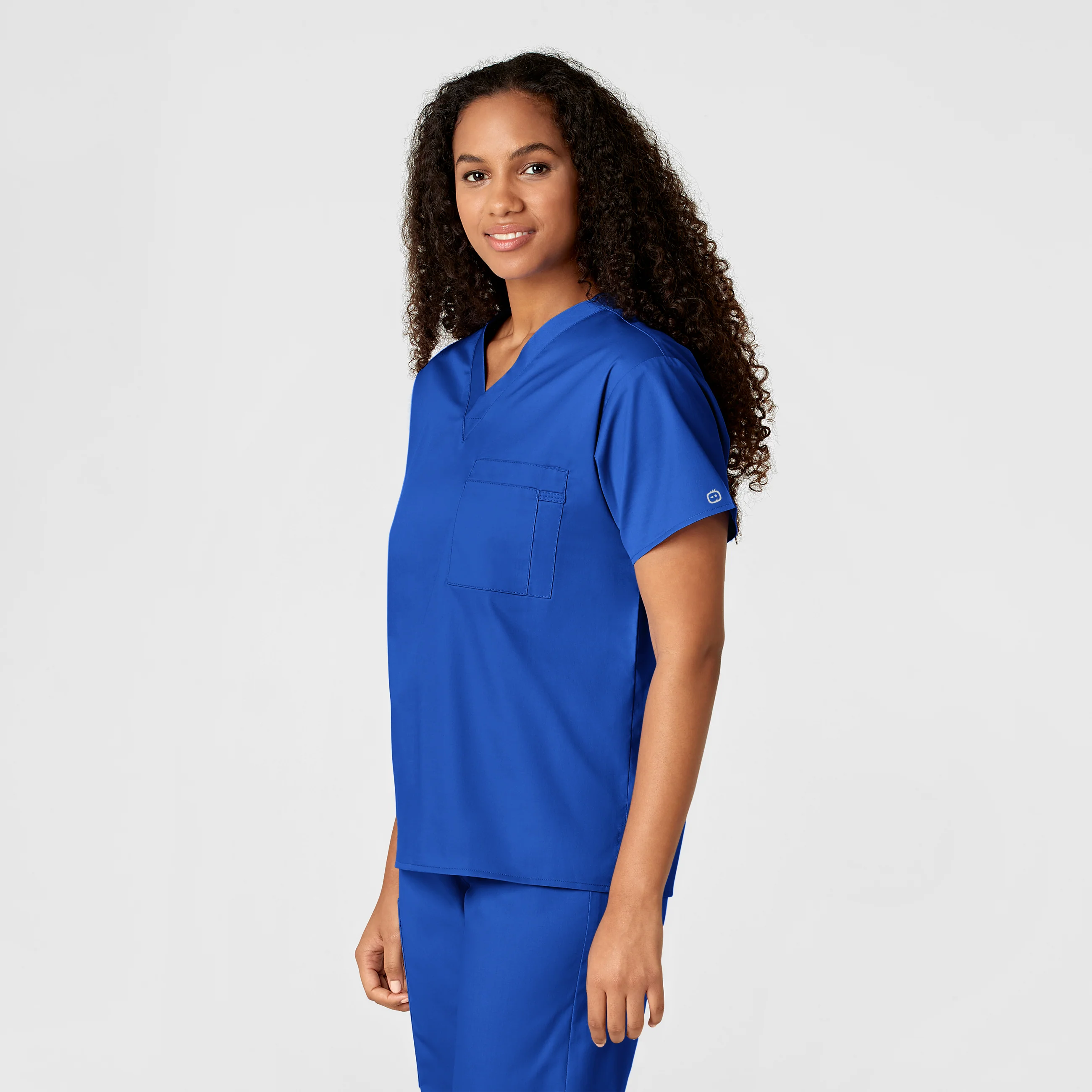 WonderWORK Unisex V-Neck Scrub Top - Royal - Image 4